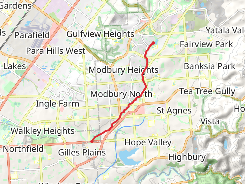 Wynn Vale to Valley View Walking Path mobile static map