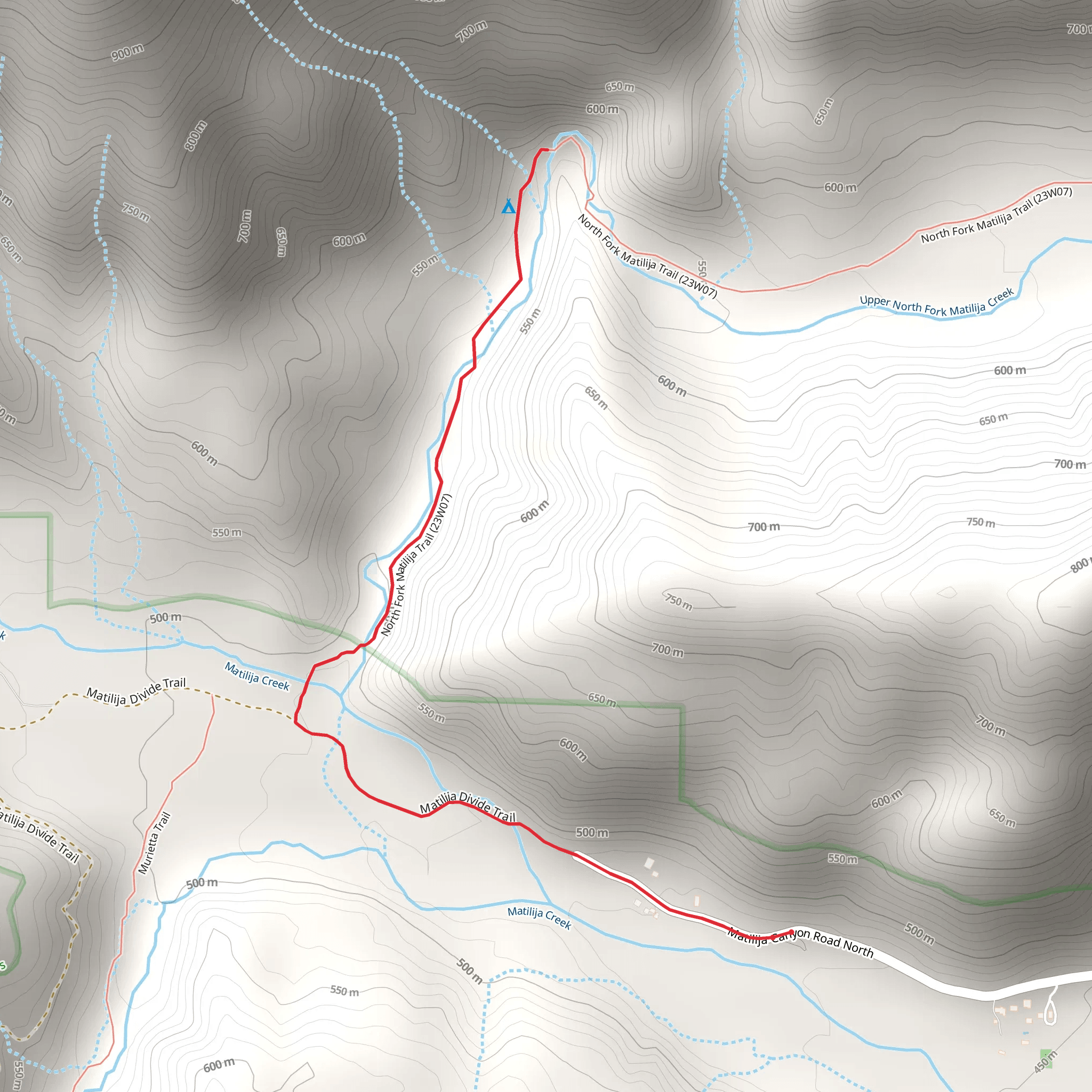 Matilija Camp via North Fork Matilija Trail mobile static map