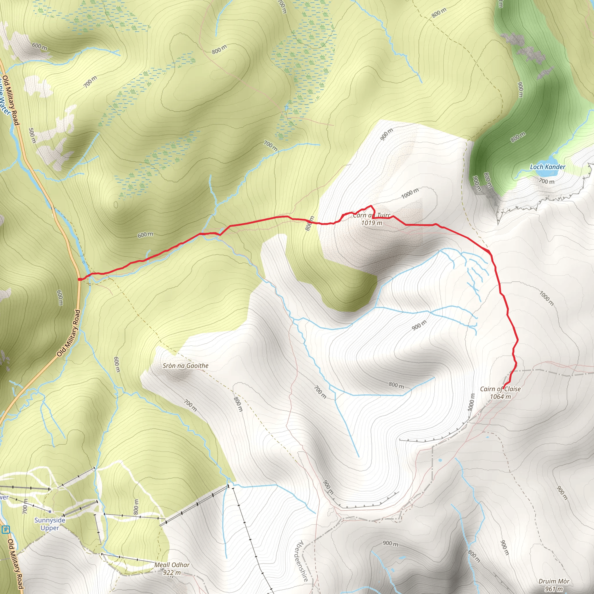 Cairn of Claise via Carn An Tuirc mobile static map