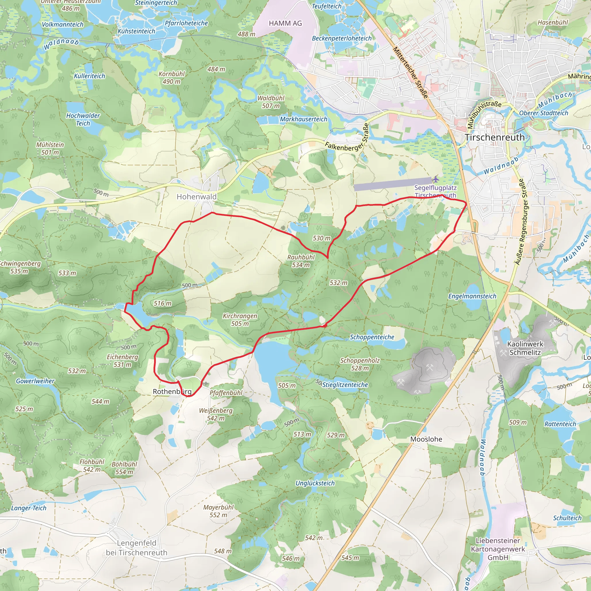 Rothenbürger Weiher and Zeitlerweiher via Oberpfalzweg and Main Mies Weg mobile static map