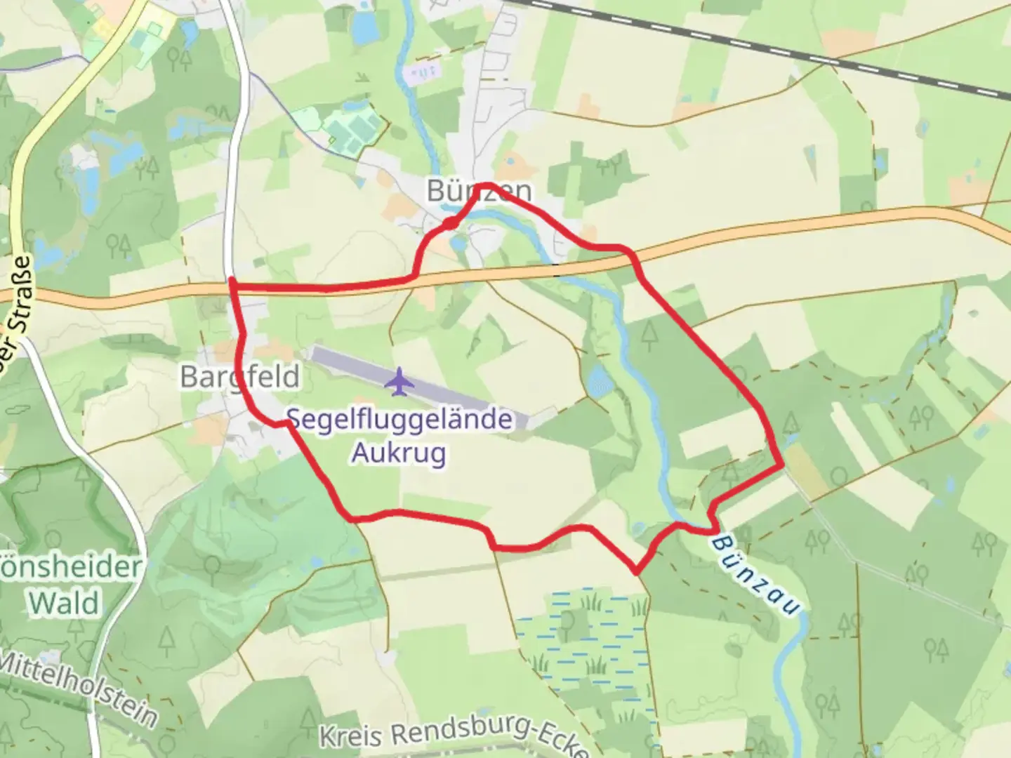 An image depicting the trail Schaefer Heide Loop and its surrounding area.