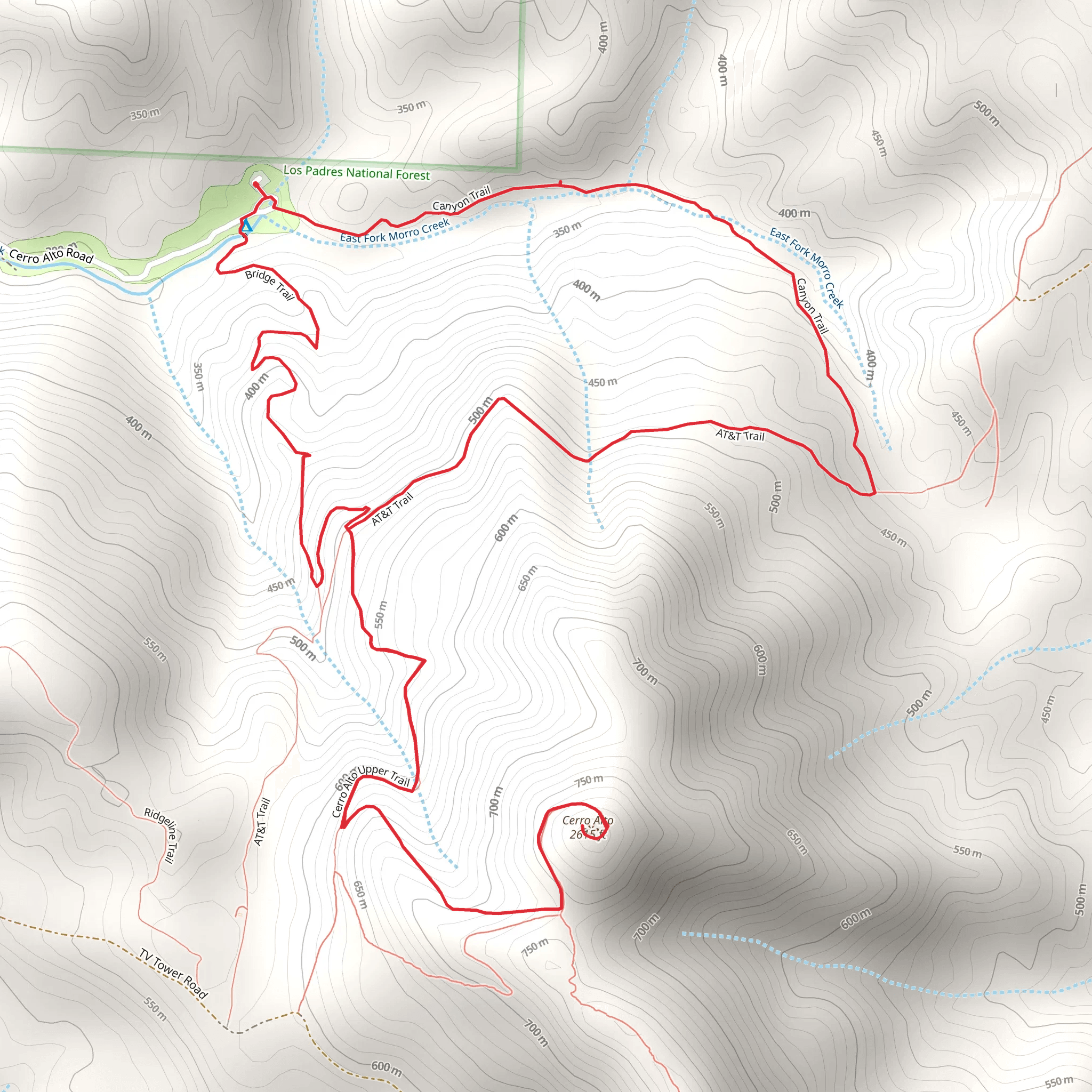 Cerro Alto and Bridge Trail Loop mobile static map