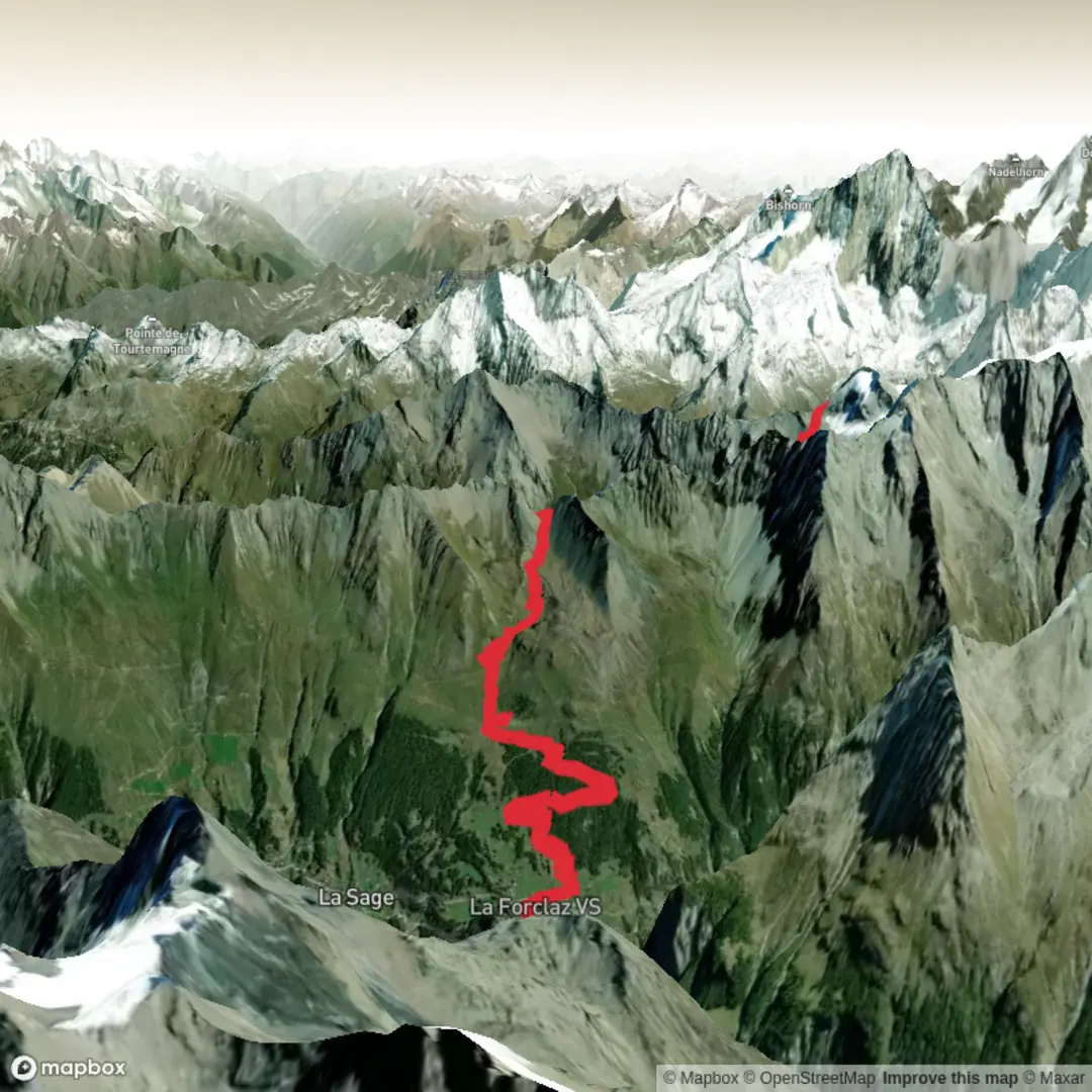 An image depicting the trail Alternativ day 6. Plus 10 km and its surrounding area.