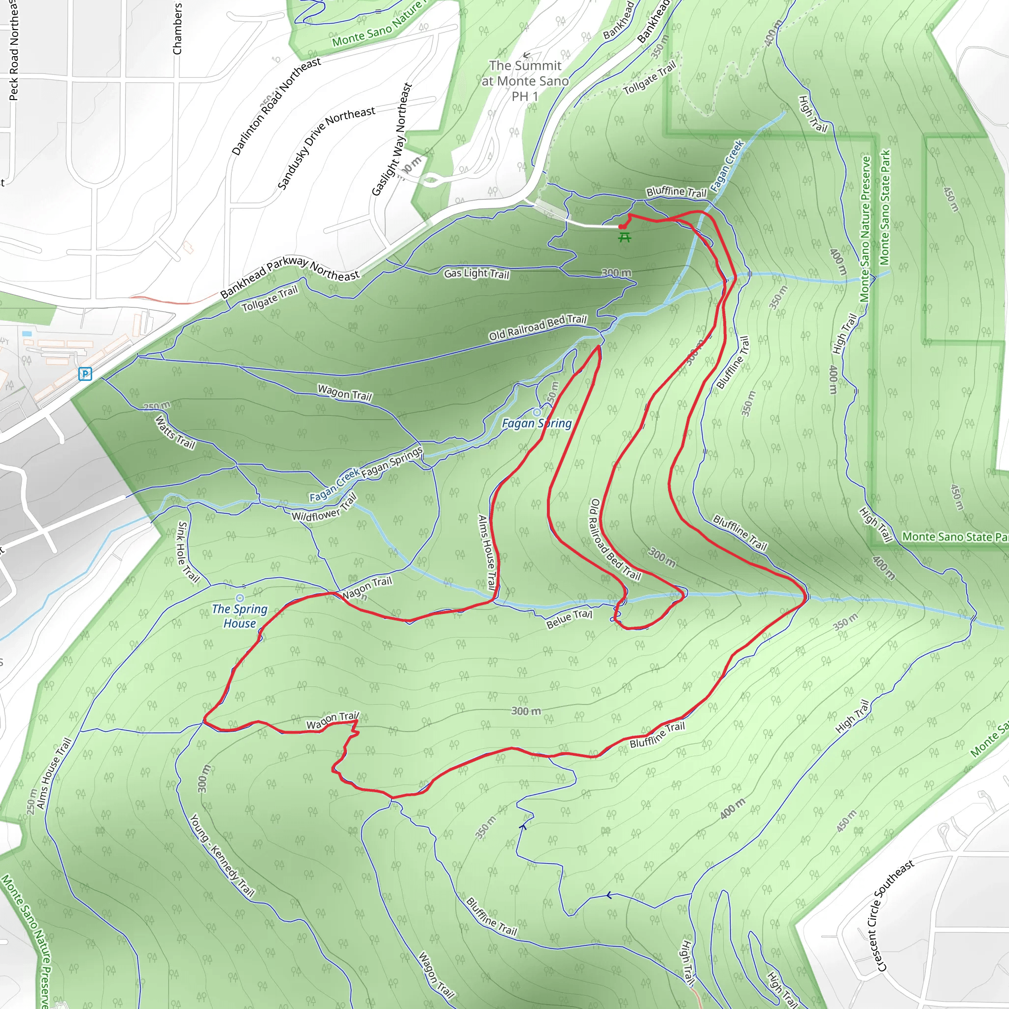 Railroad Bed, Alms House and Bluffline Loop Trail mobile static map