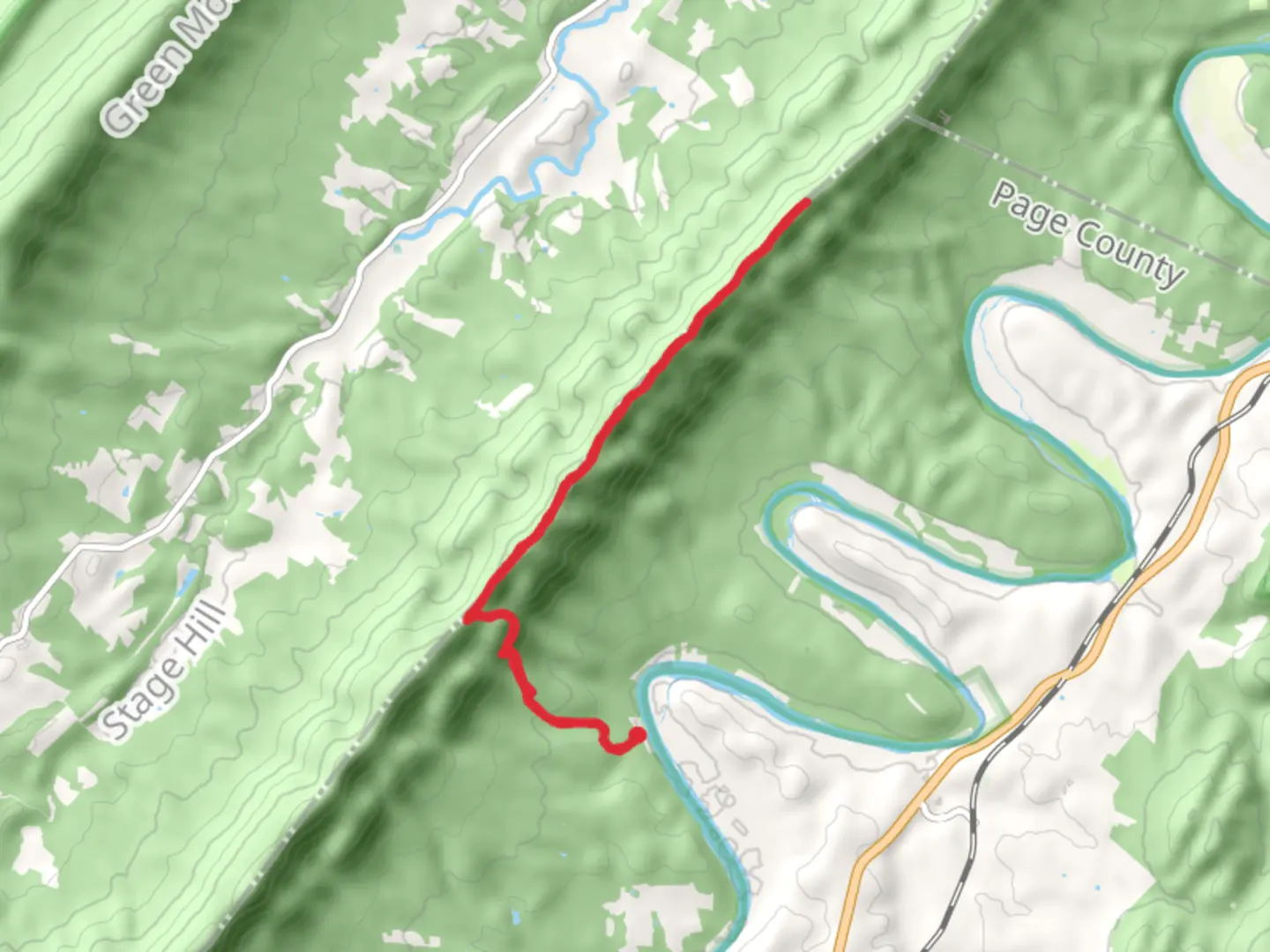 An image depicting the trail Massanutten Mountain - Orange and Habron Gap Trail and its surrounding area.