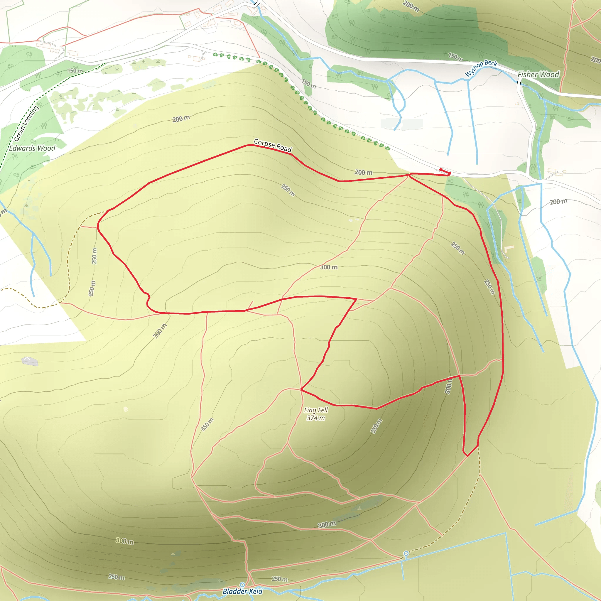 Ling Fell Loop - Burthwaite Wood mobile static map