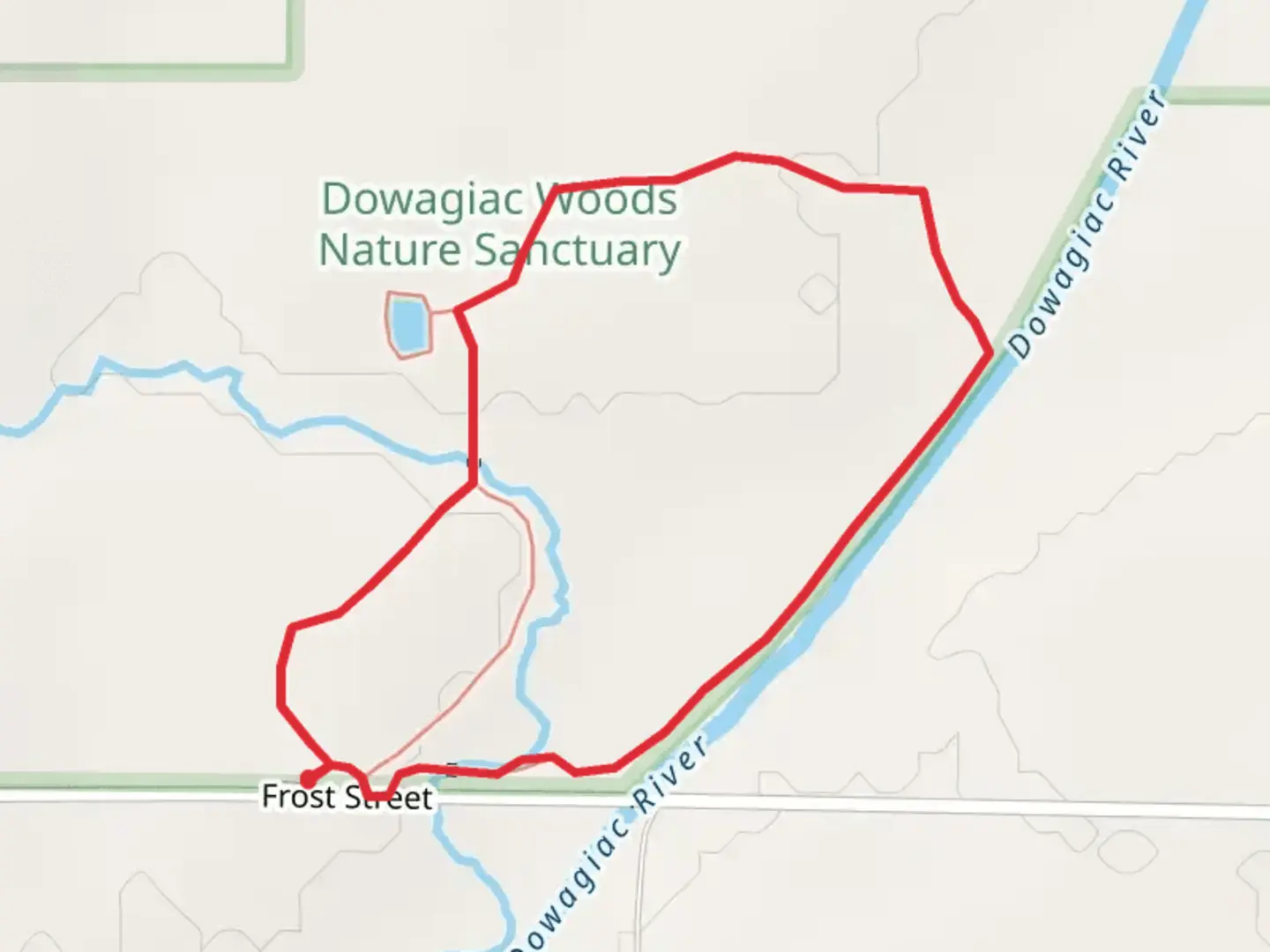 An image depicting the trail Dowagiac River Loop and its surrounding area.