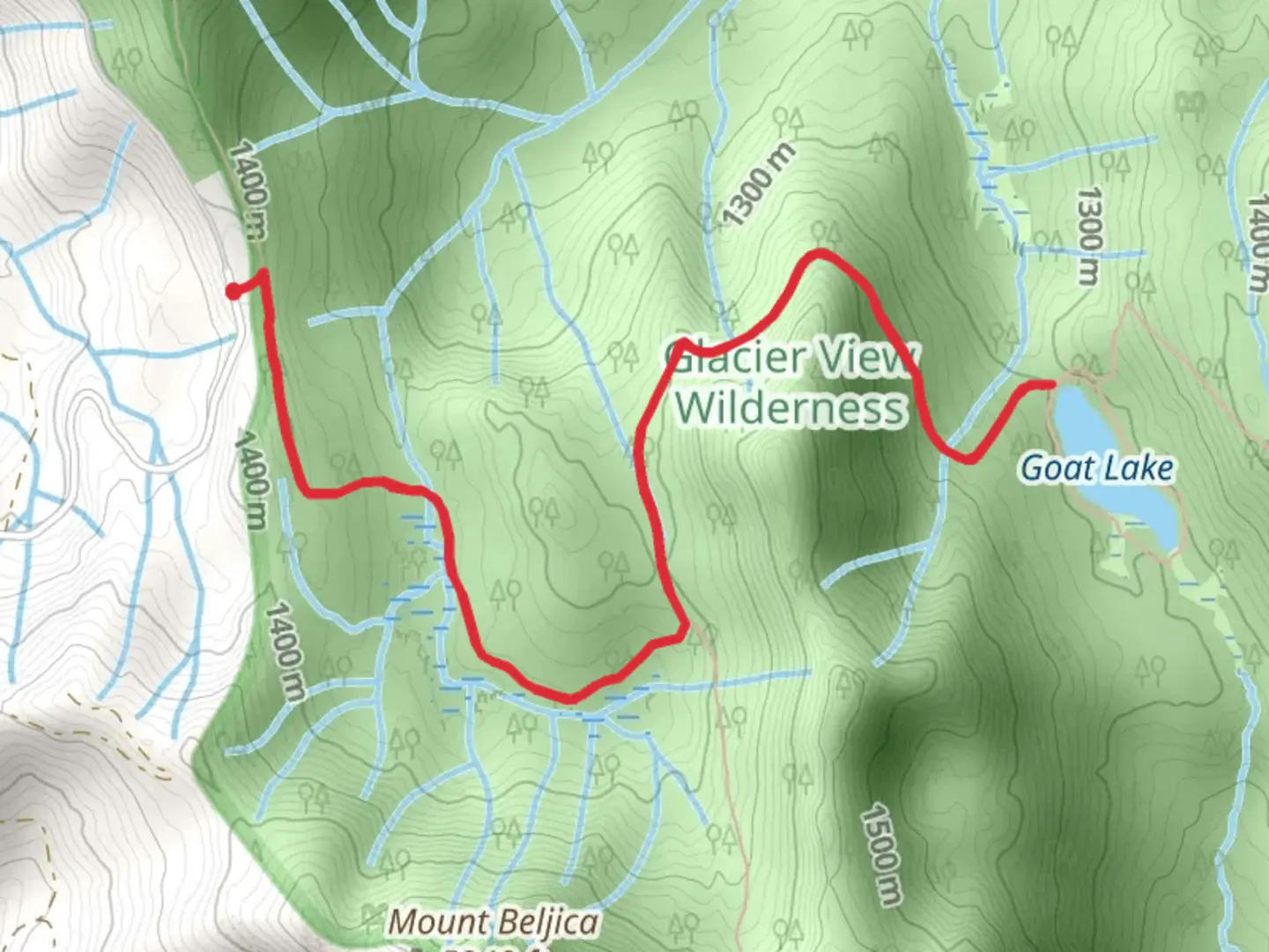An image depicting the trail Goat Lake via Puyallup Trail and its surrounding area.