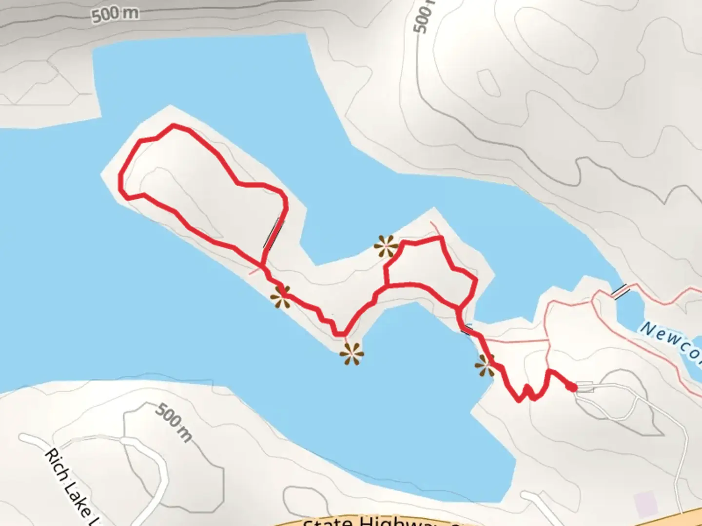 An image depicting the trail Rich Lake and Fishing Brook Loop and its surrounding area.