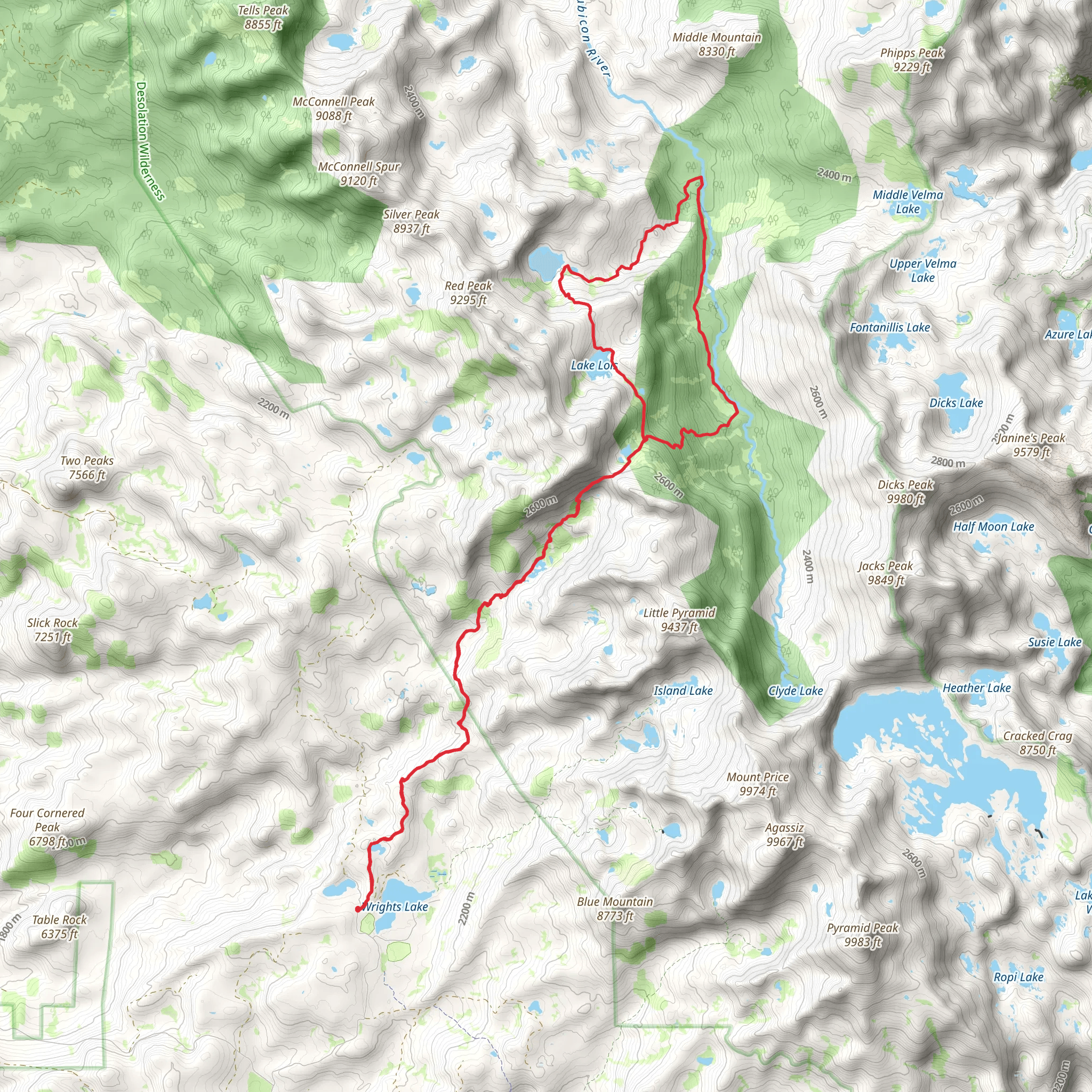 Beauty Lake, Lake Lois Loop via Blakely Trail and Rubicon Trail mobile static map