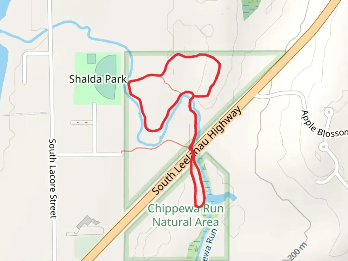 An image depicting the trail Orchard and Beaver Pond Loop and its surrounding area.
