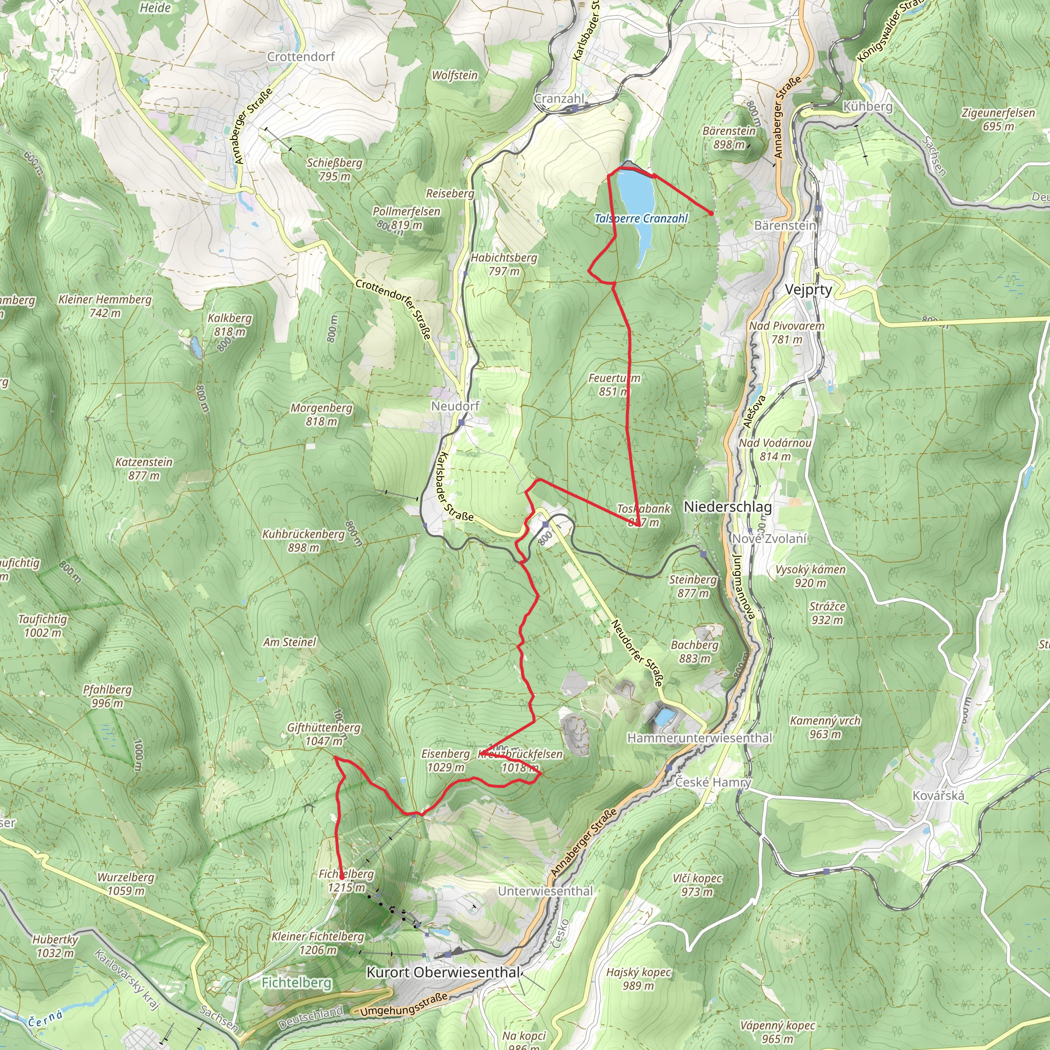 Barenstein to Fichtelberg Walk mobile static map
