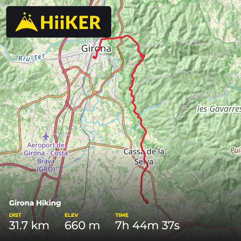 A map preview of the recording Girona Hiking.