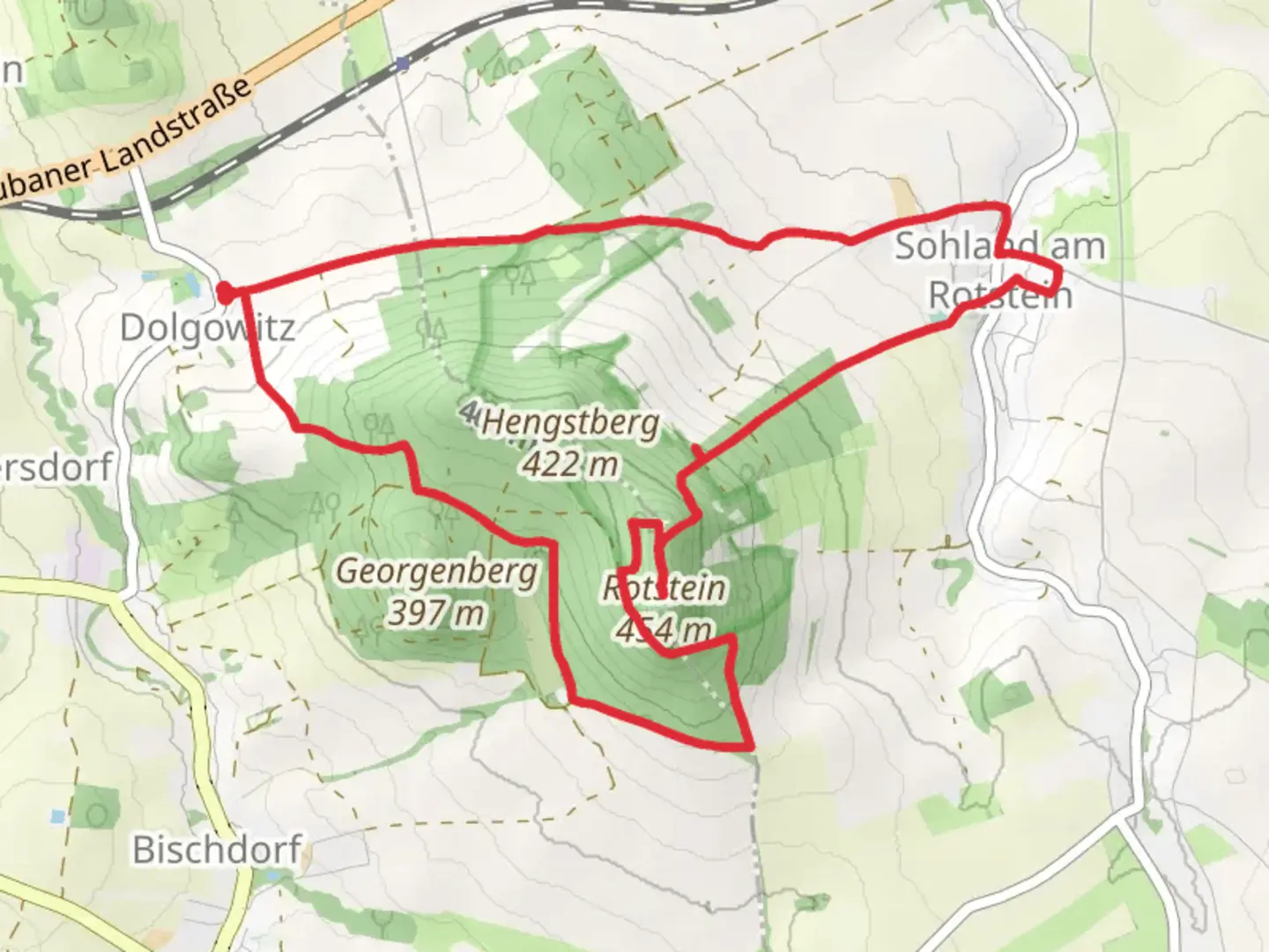 An image depicting the trail Rotstein via Mittelweg and its surrounding area.