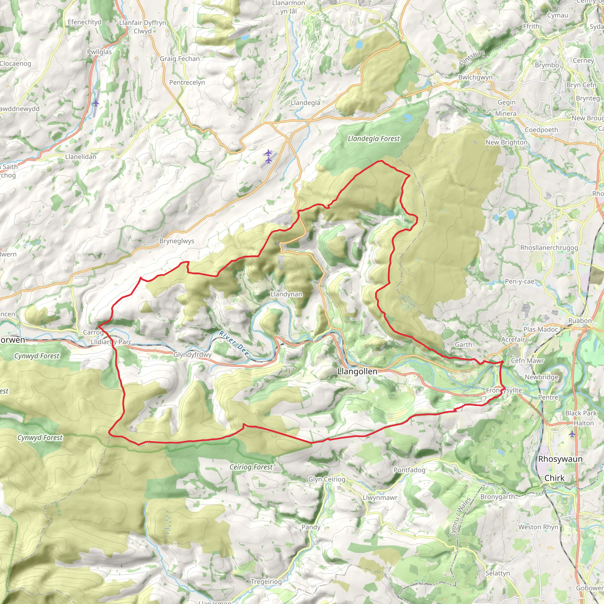 The Llangollen Round (Anti-clockwise from Trevor) mobile static map