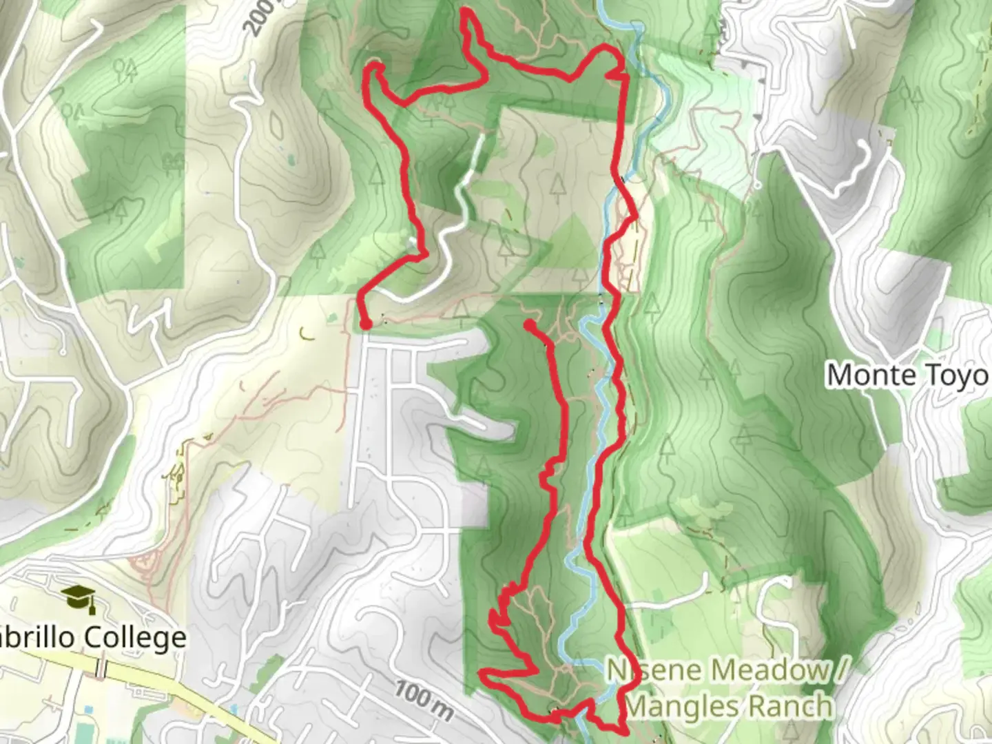 An image depicting the trail Vienna Woods and Aptos Rancho Loop Trail and its surrounding area.