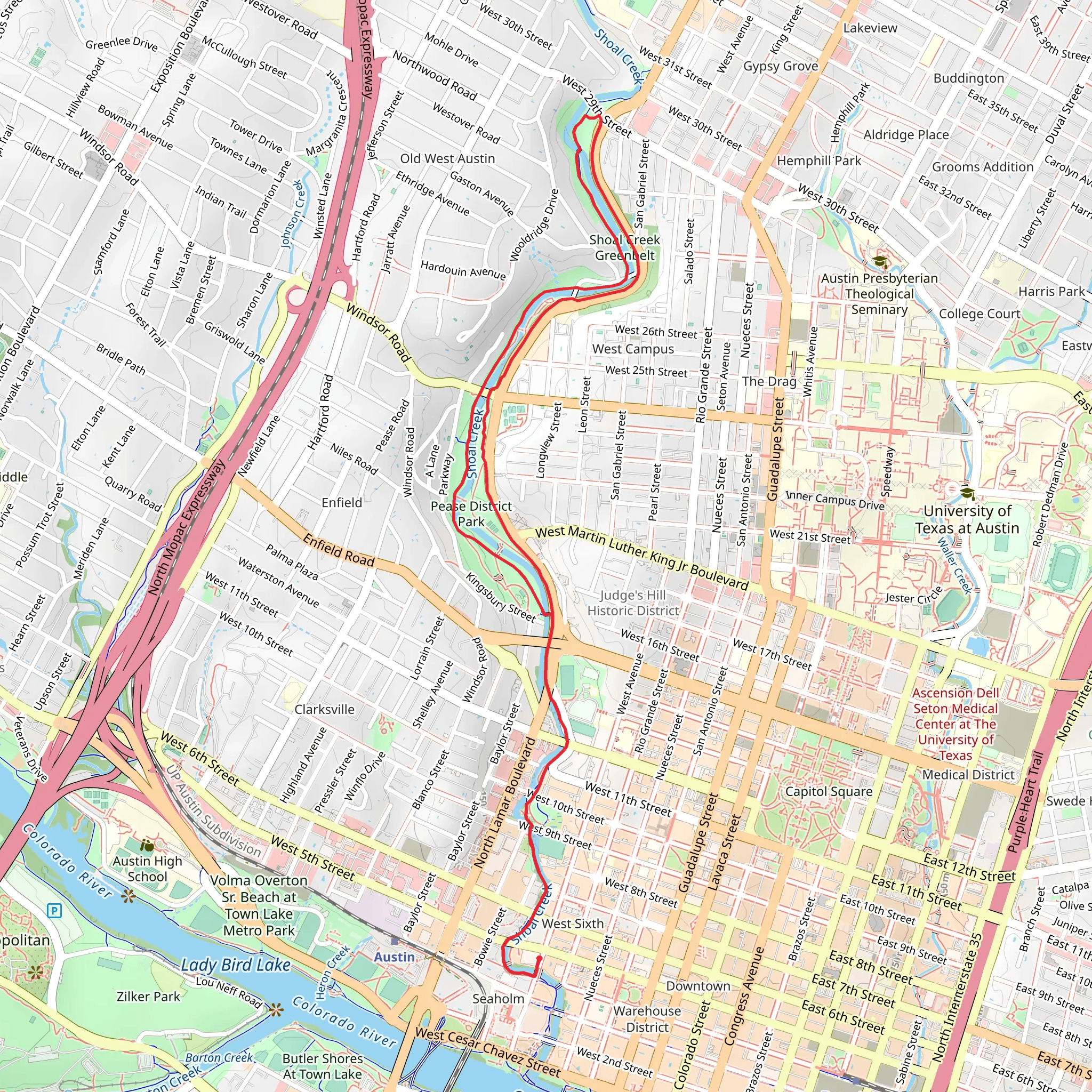 Shoal Creek Trail mobile static map