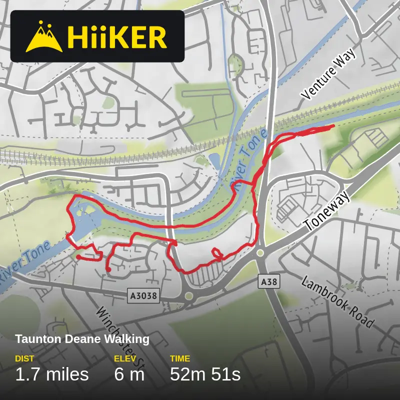 A map preview of the recording Taunton Deane Walking.