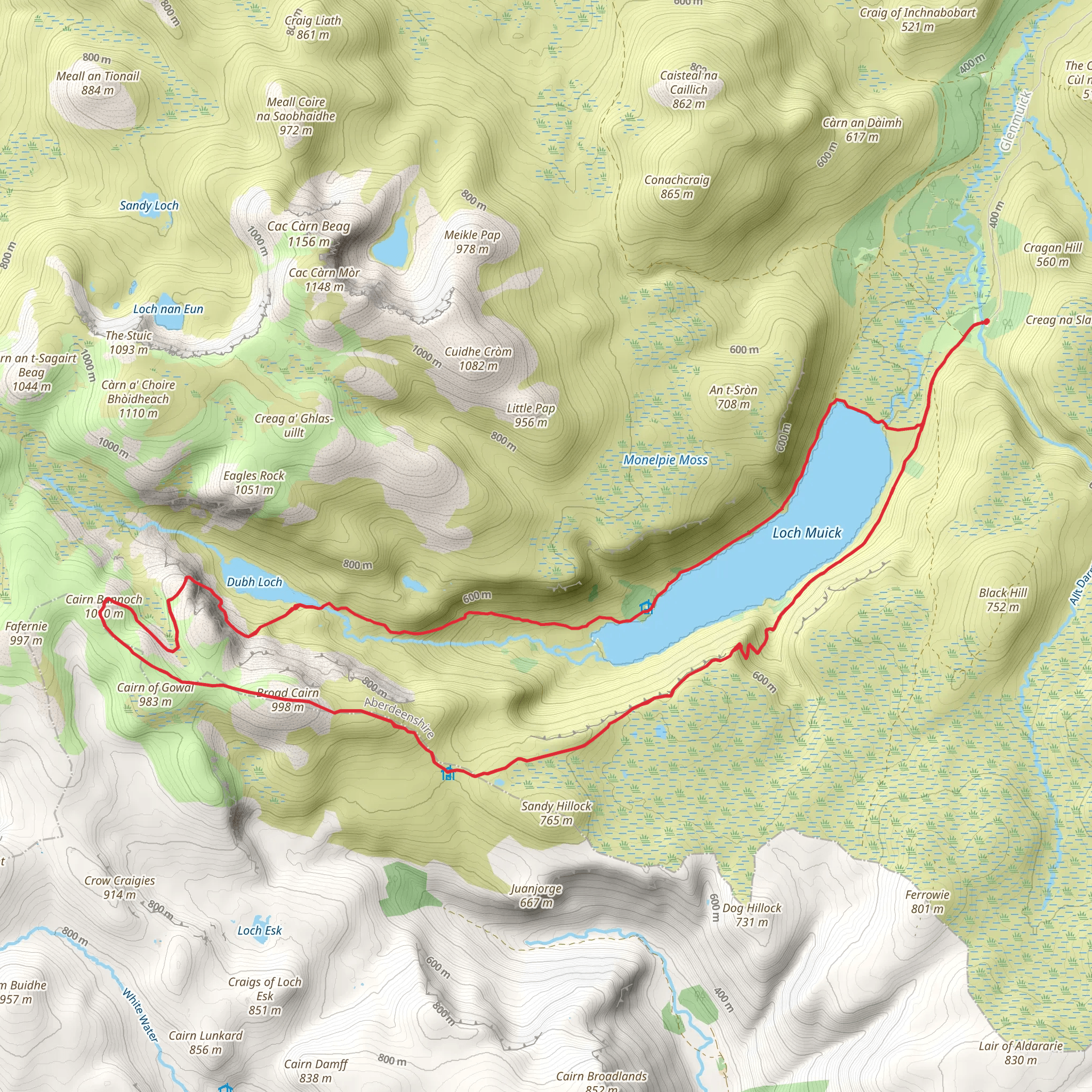 Creag an Dubh - Loch from Spittal of Glenmuick mobile static map
