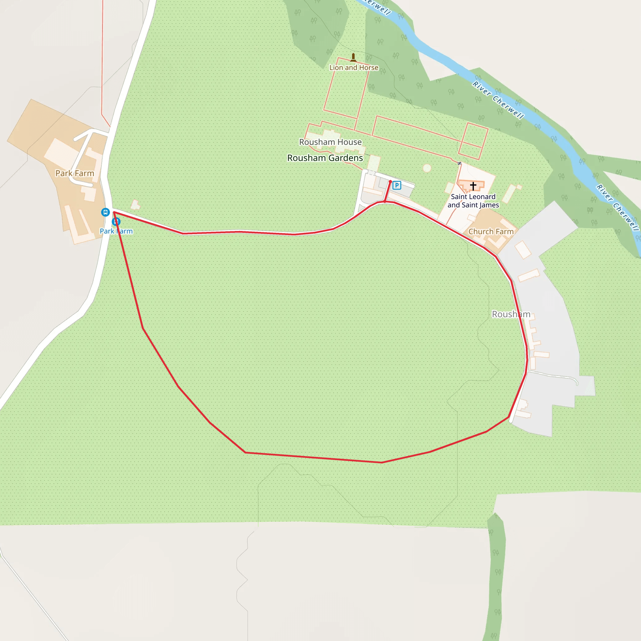 Rousham Park Loop mobile static map