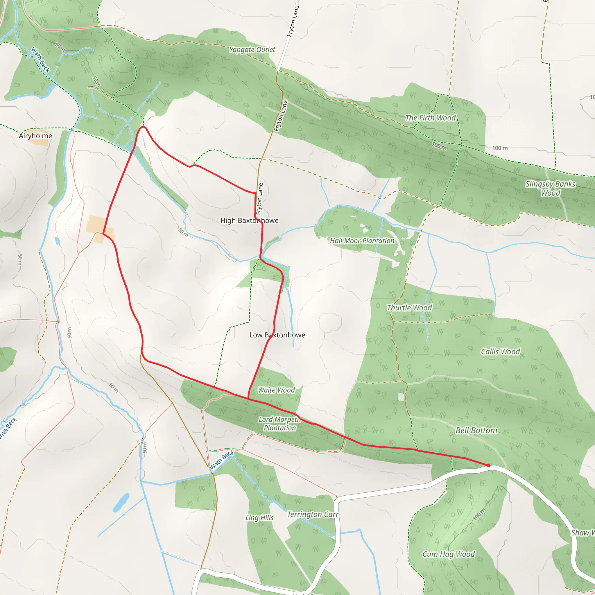 Waite Wood and Boxton Howe Hill Loop mobile static map