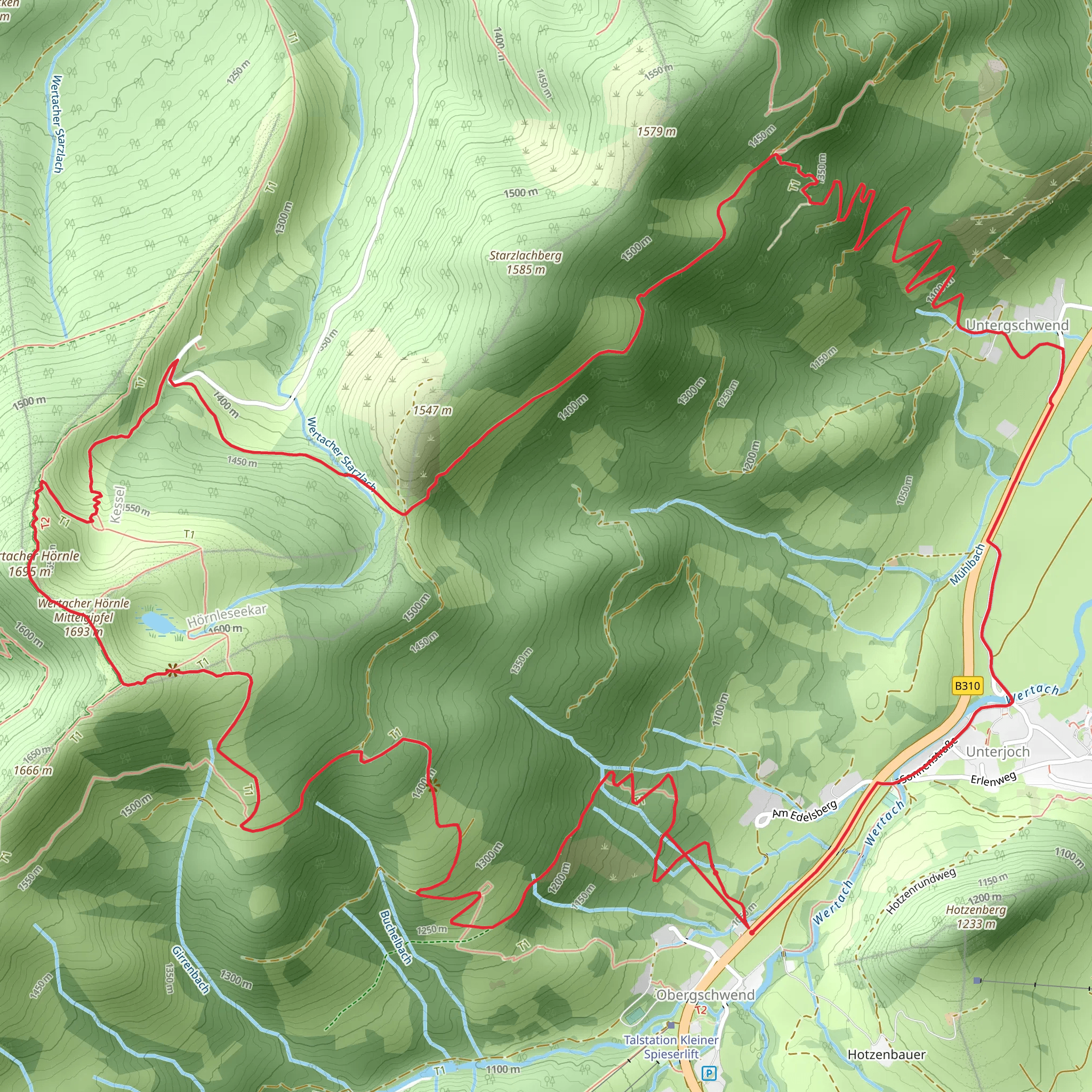 Wertacher Hörnle via Wertach - Lokale Beschilderte Wanderwege mobile static map