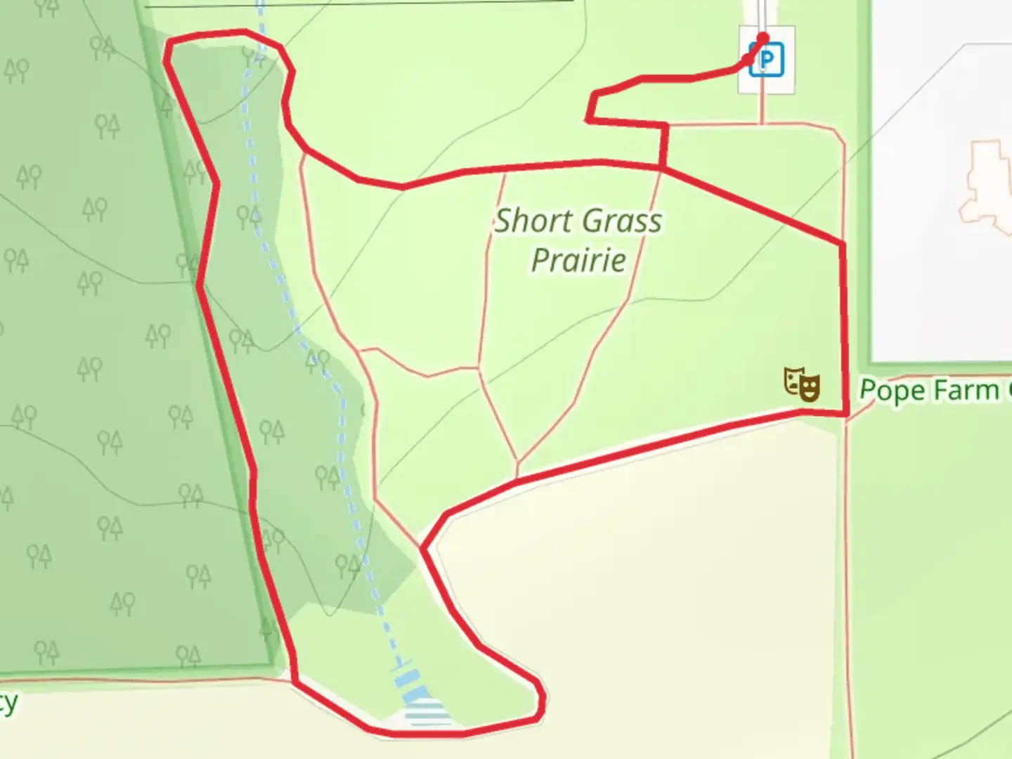 An image depicting the trail Short Grass Prairie Loop and its surrounding area.