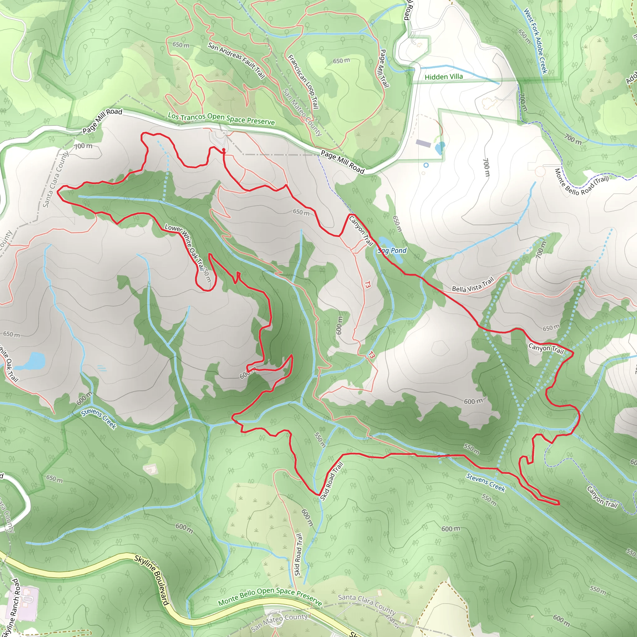 Canyon Trail, Six Road Trail and Lower White Oak Trail mobile static map