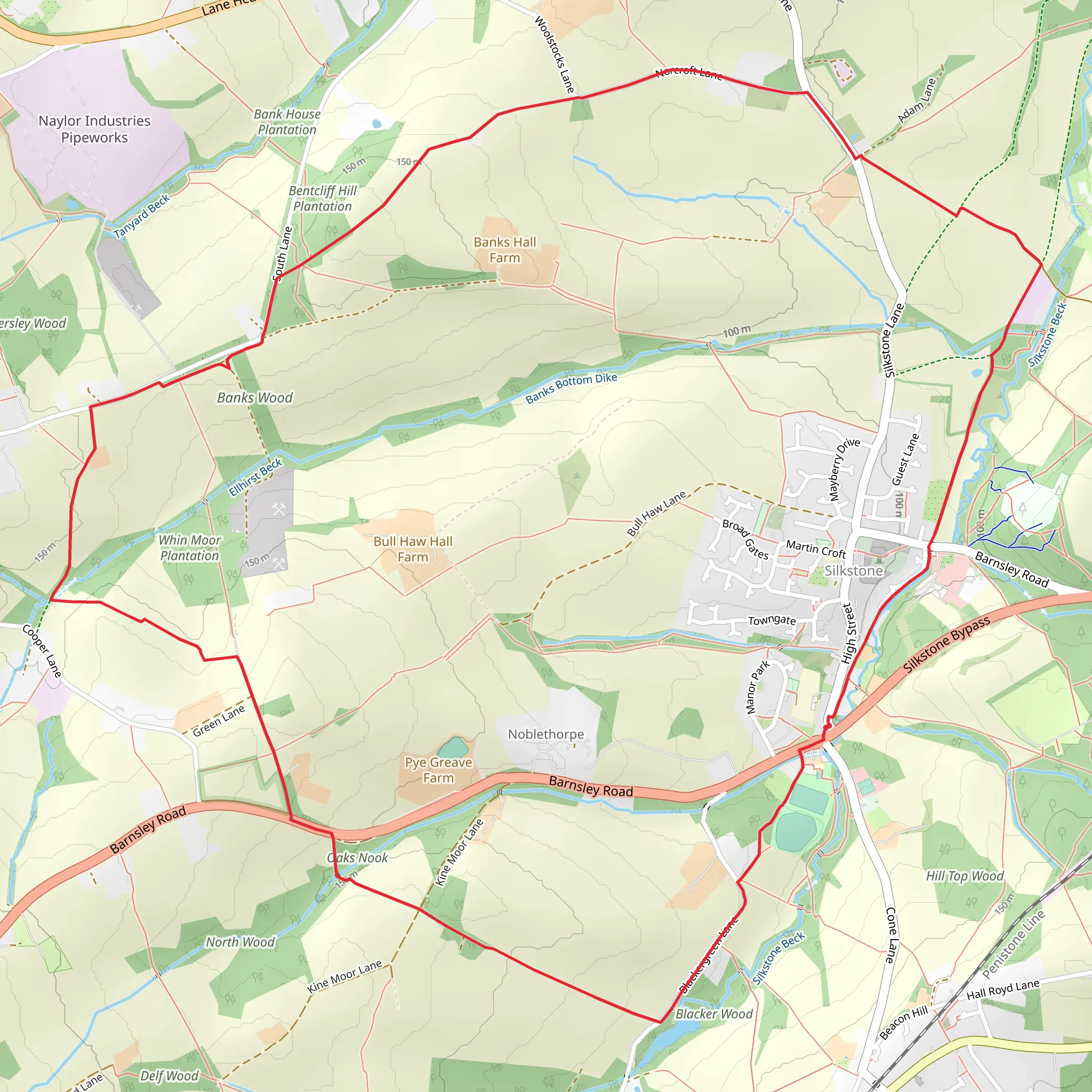 Waggonway Trail and Bentcliff Hill Lane mobile static map