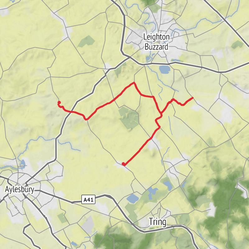 A map preview of the recording Aylesbury Vale Cycling.