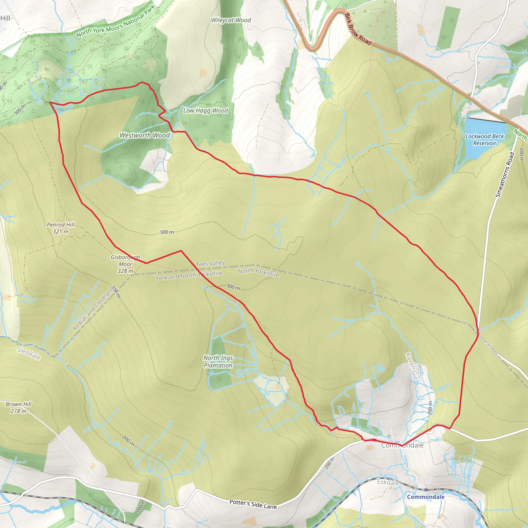Commondale to Westworth Wood Loop mobile static map