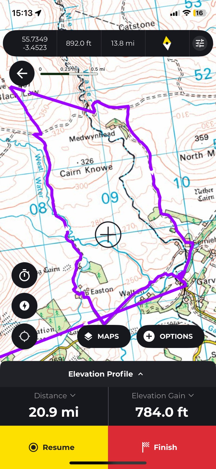 A map preview of the recording Covenanters Walk.