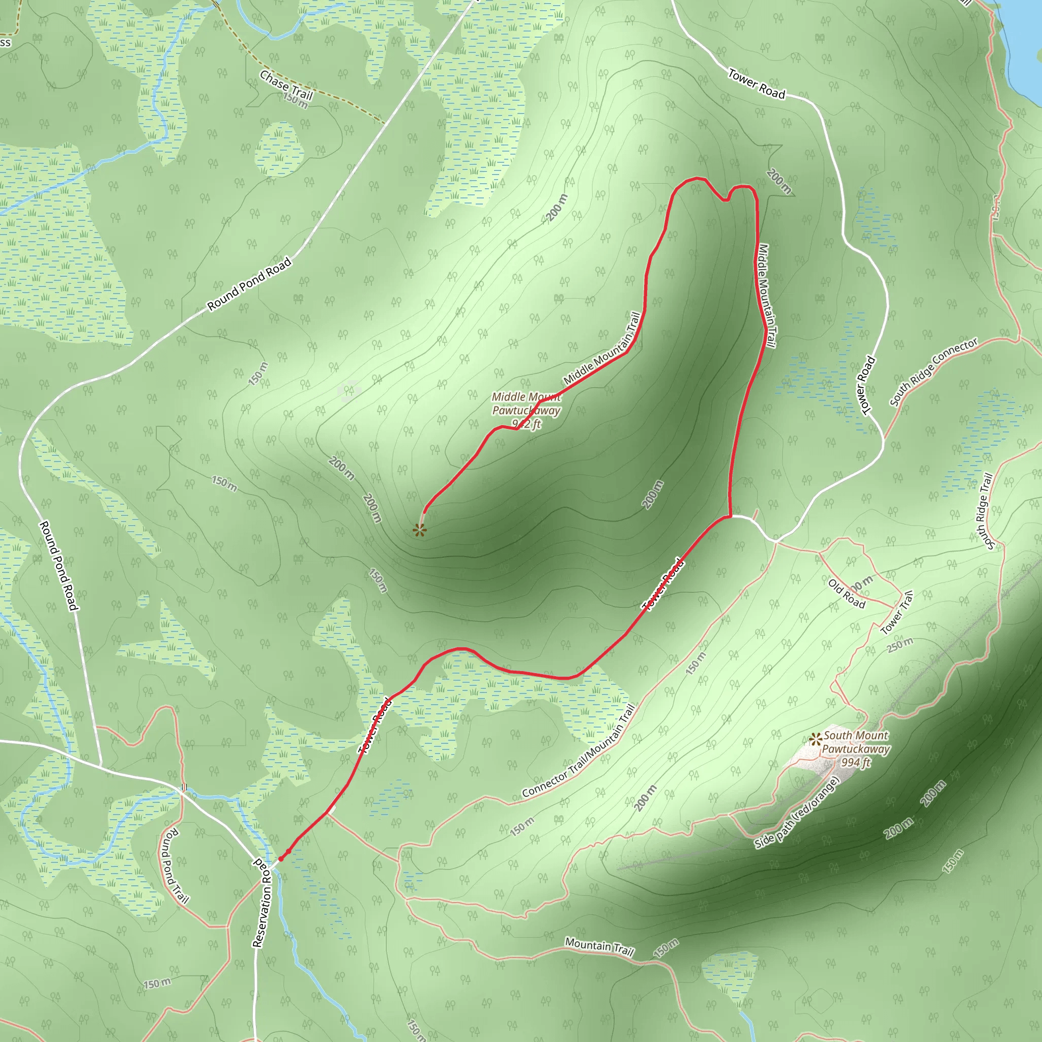 Middle Mount Pawtuckaway Trail mobile static map
