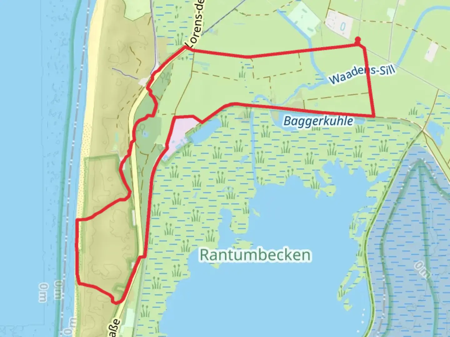 An image depicting the trail Nössedeich Loop and its surrounding area.
