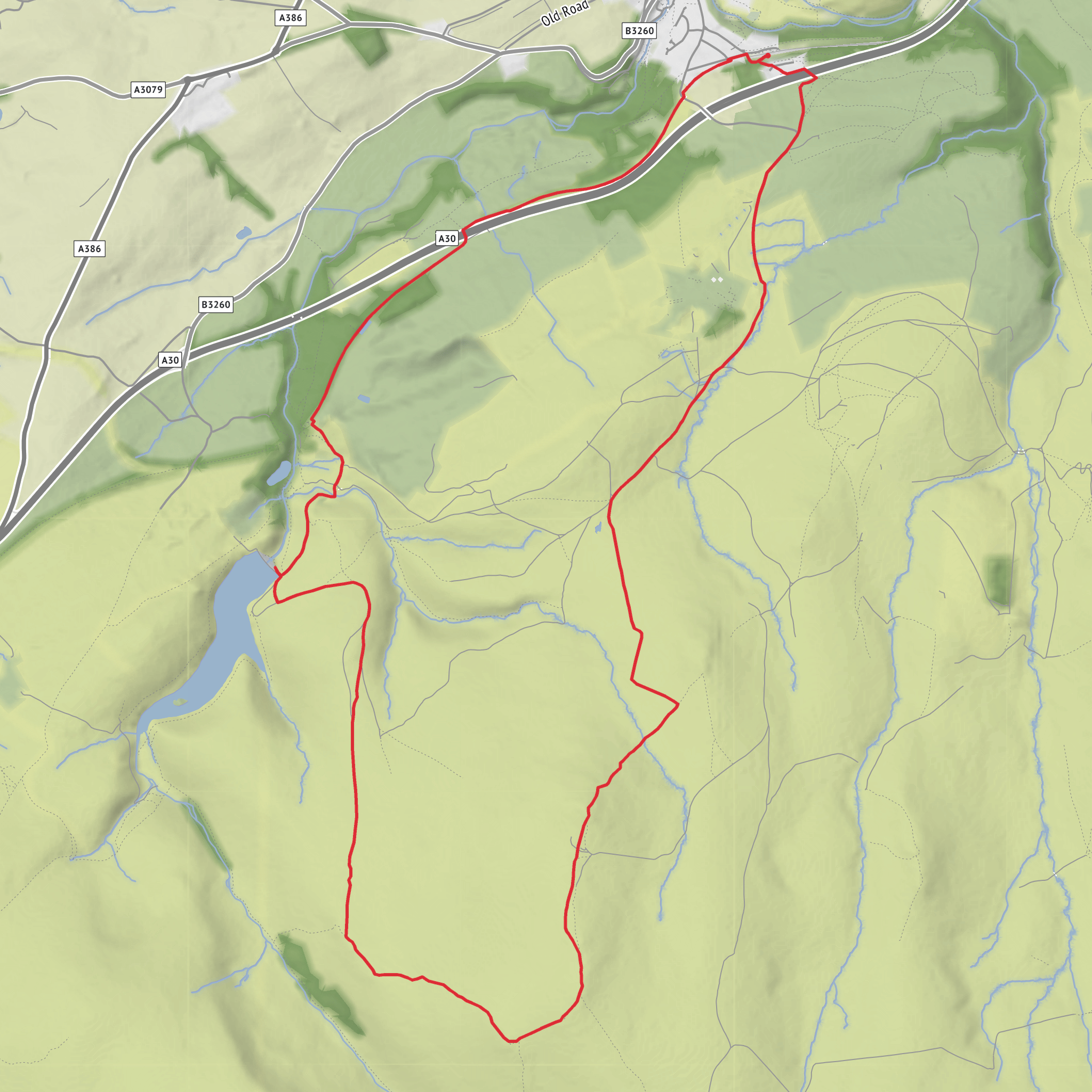 Okehampton, Yes Tor, High Willhays, Meldon Reservoir and Viaduct Loop mobile static map
