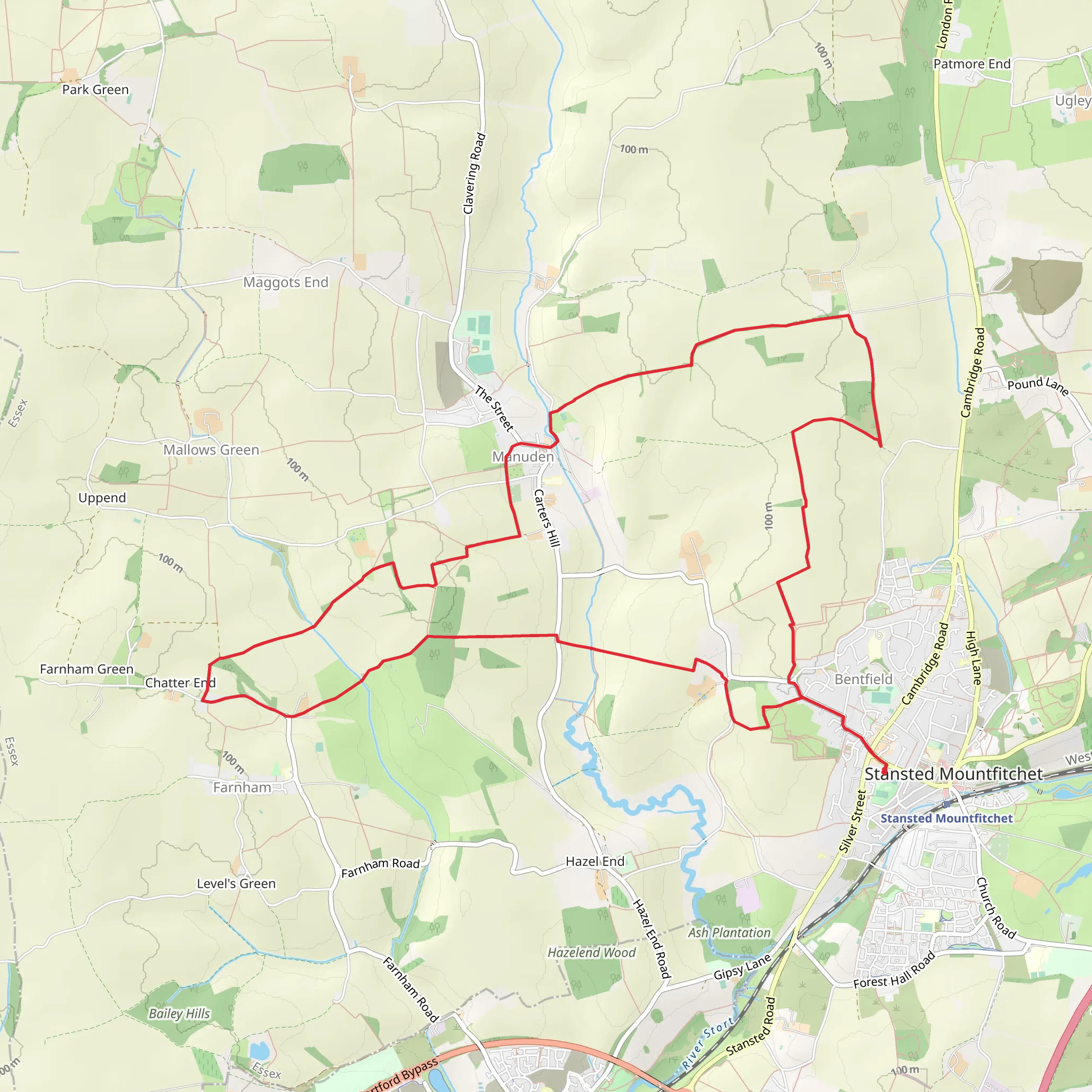 Chatter End and Houghtey Wood Loop mobile static map