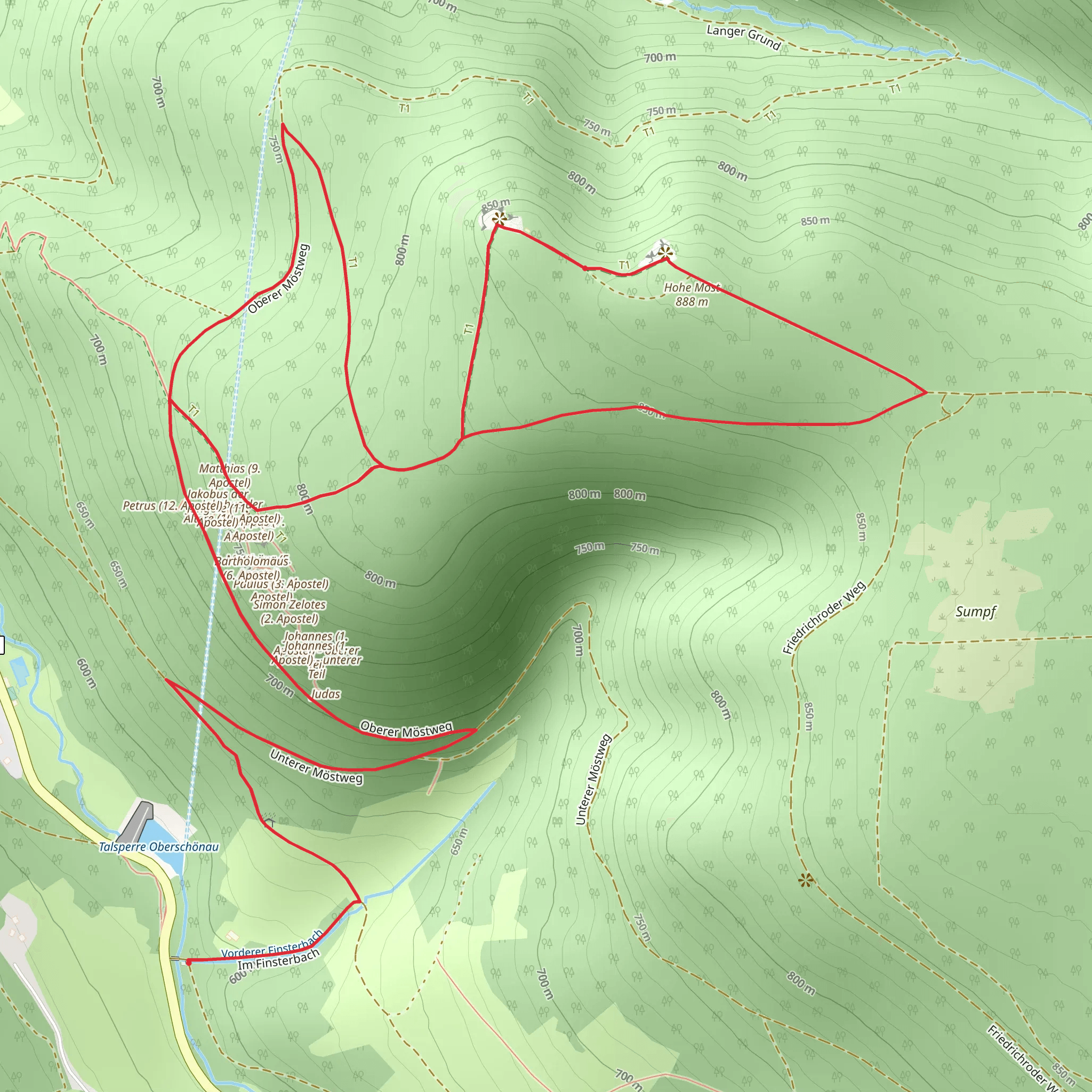 Vorderer Finsterbach and Hinterer Möstfelsen Loop mobile static map
