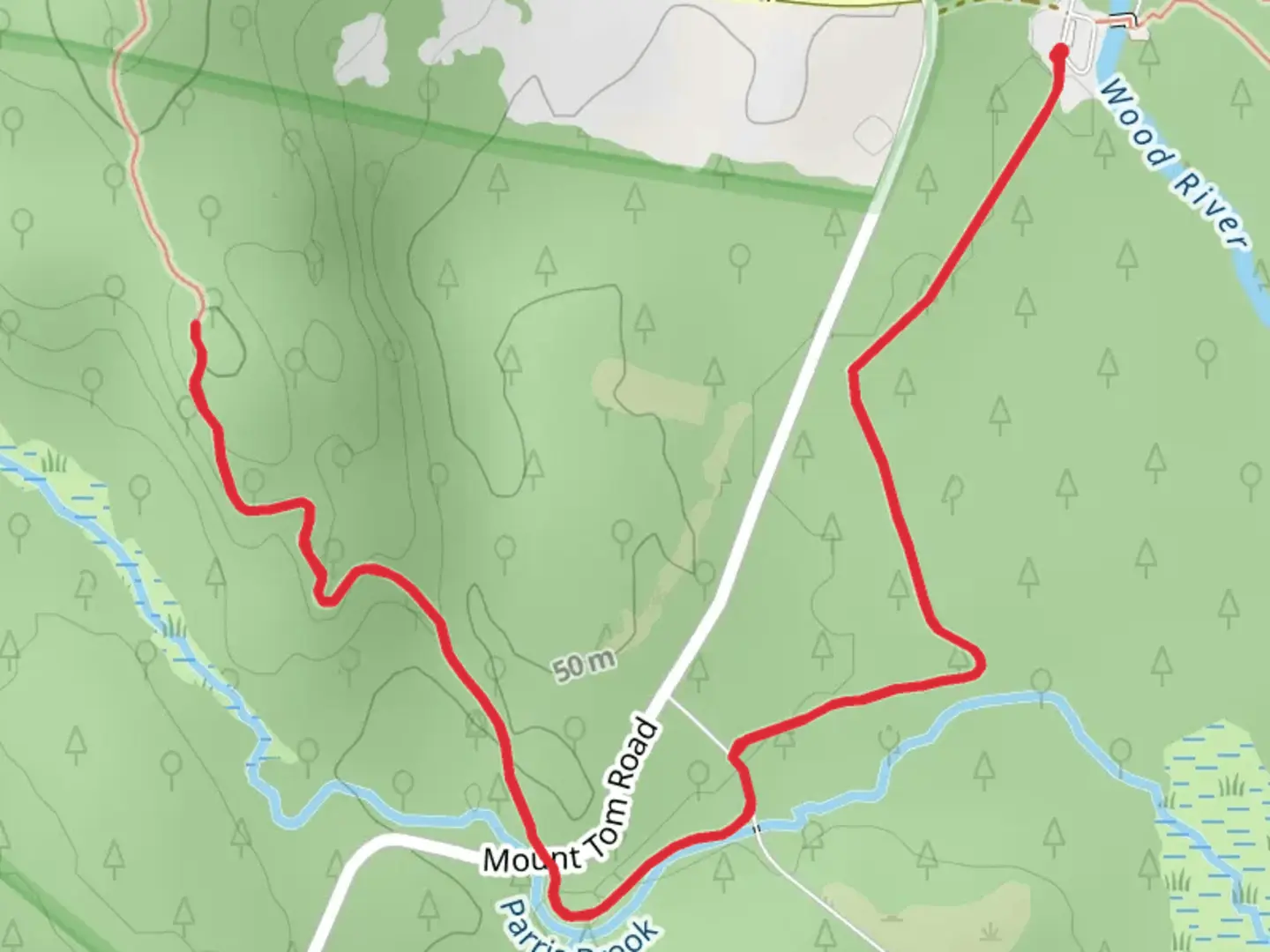 An image depicting the trail Parris Brook via mount Tom Trail and its surrounding area.