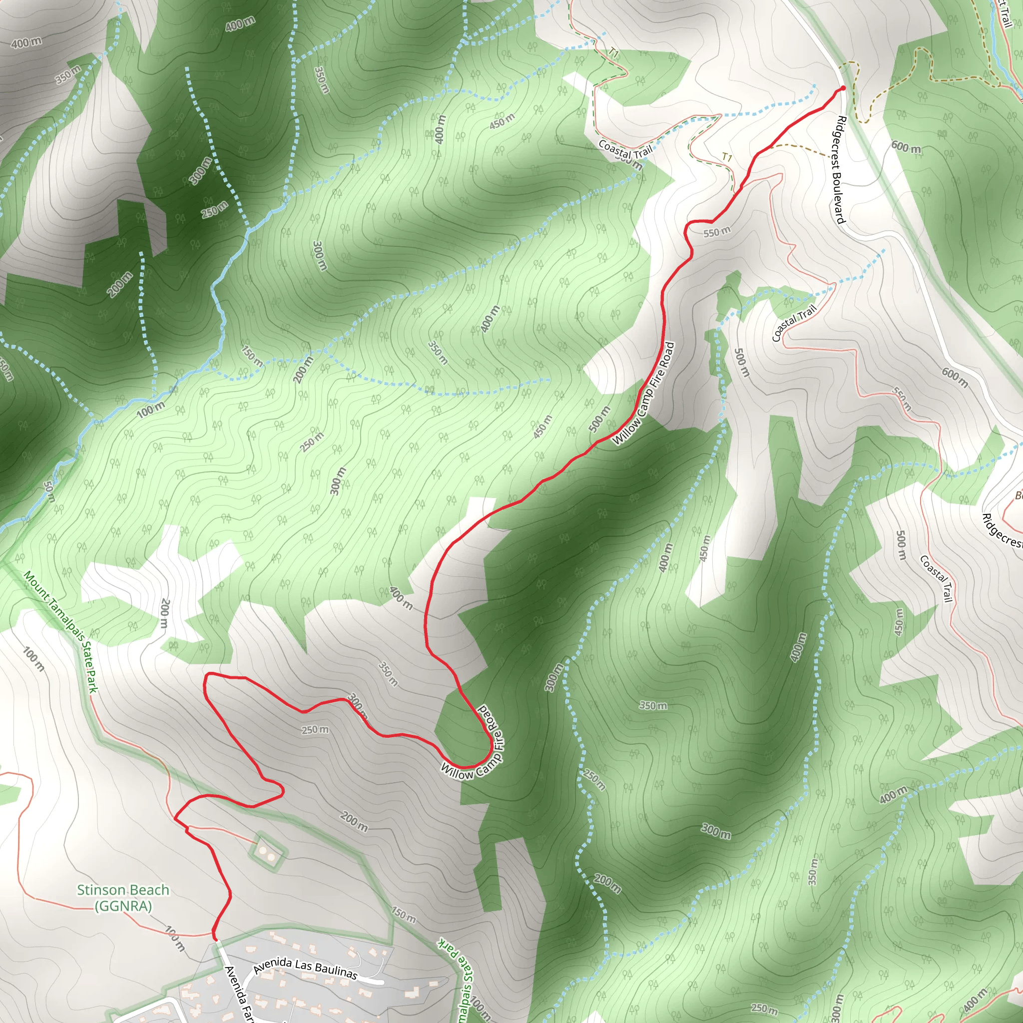 Willow Camp Fire Road mobile static map