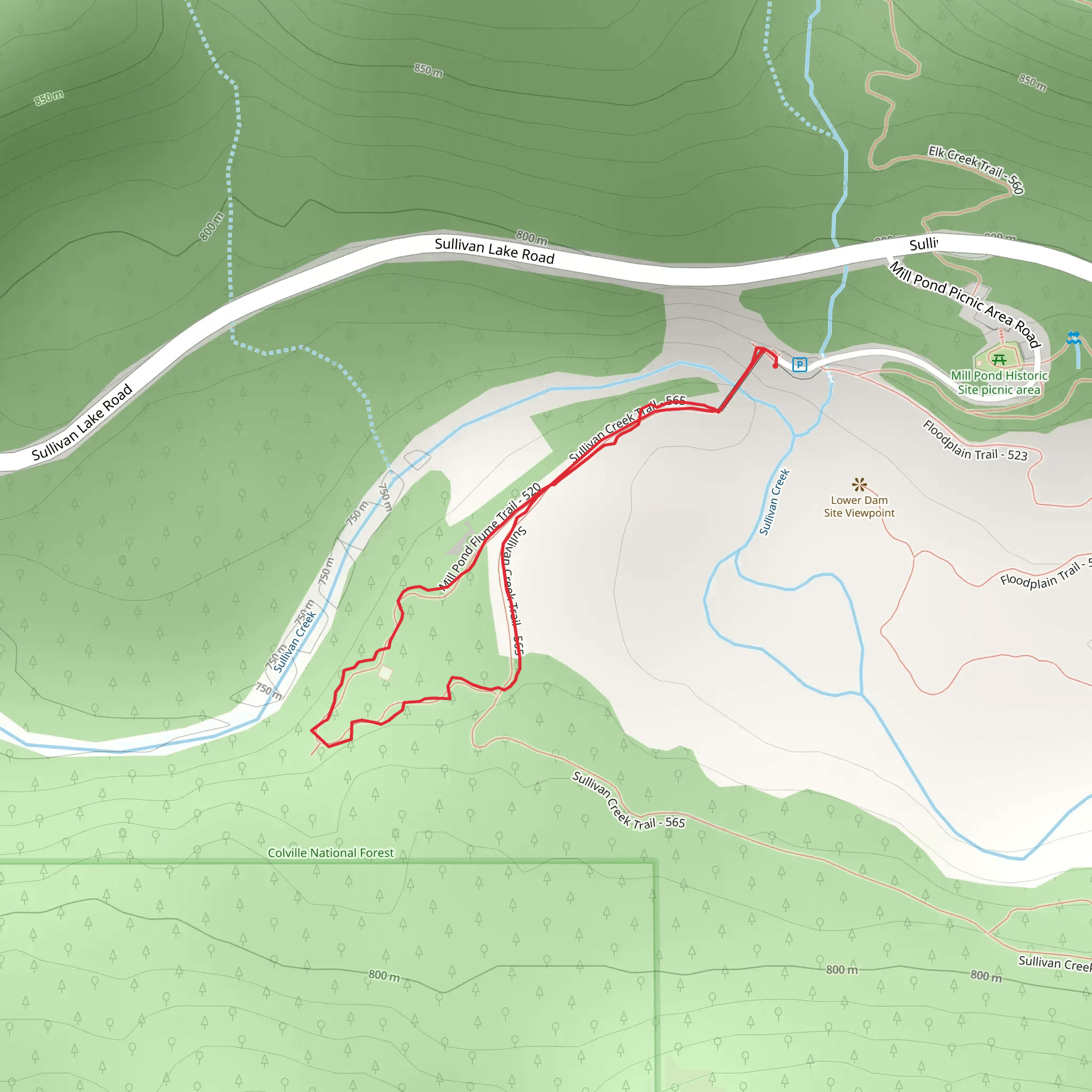 Mill Pond Flume Trail mobile static map