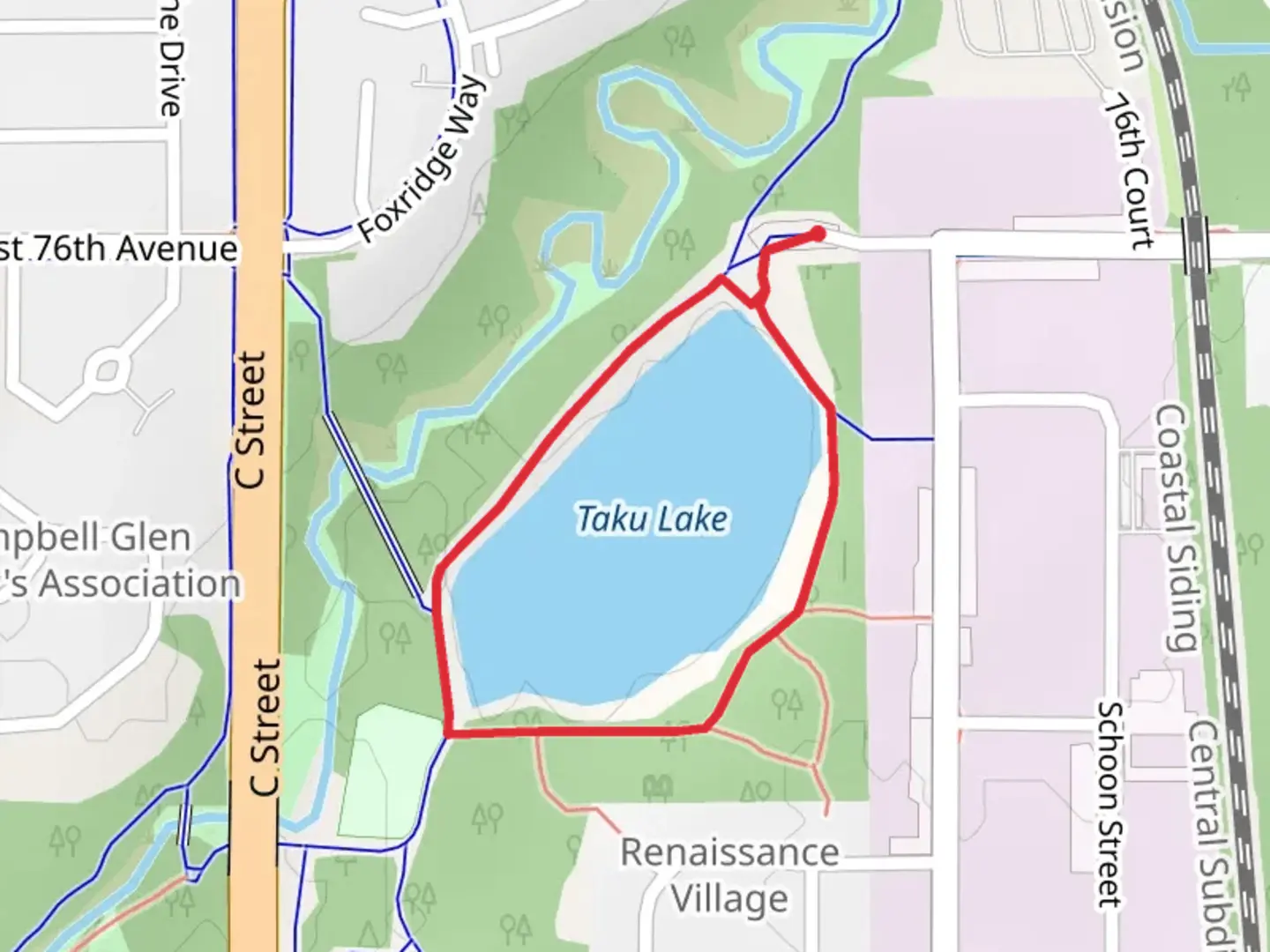 An image depicting the trail Taku Lake Loop and its surrounding area.