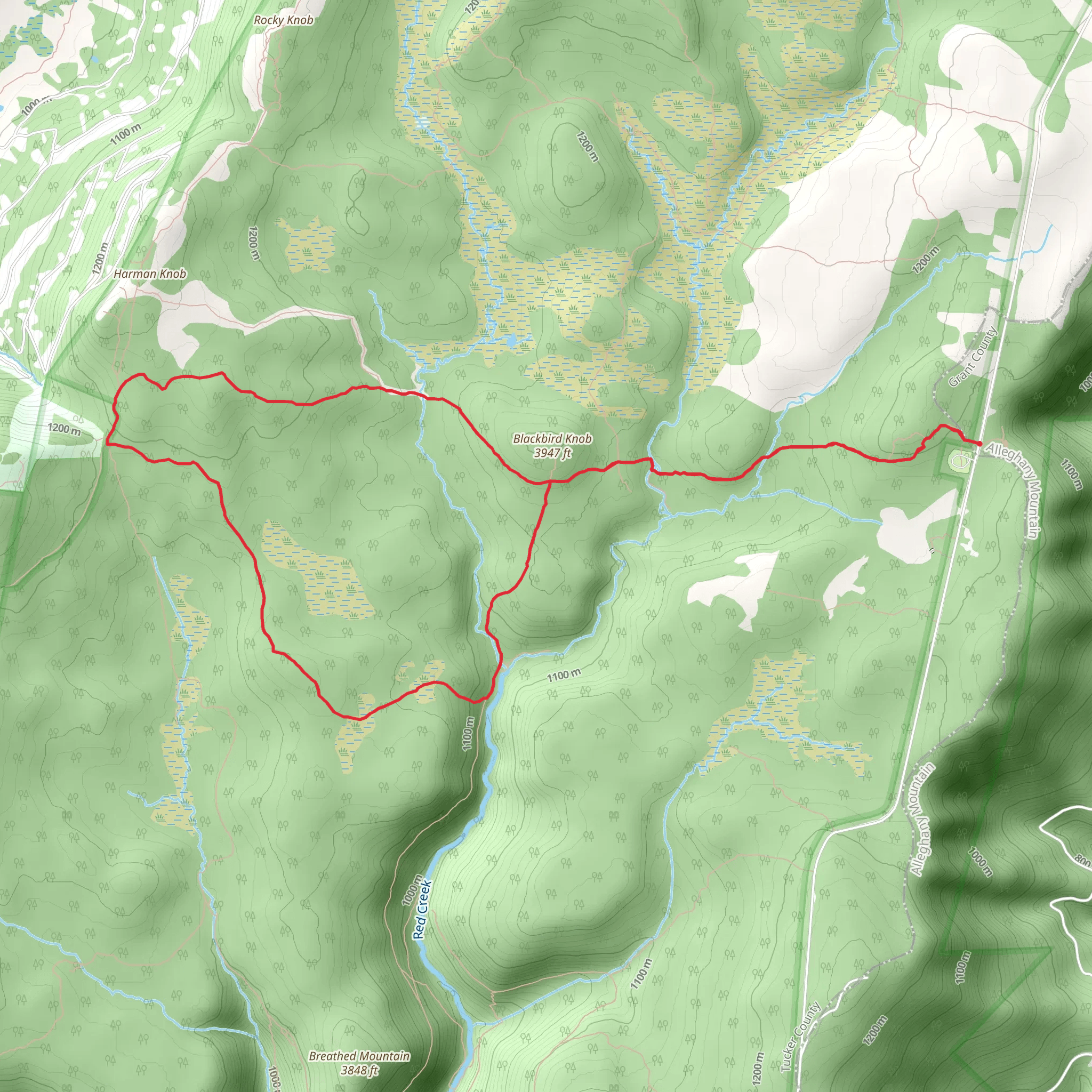 Blackbird Knob Loop Trail mobile static map