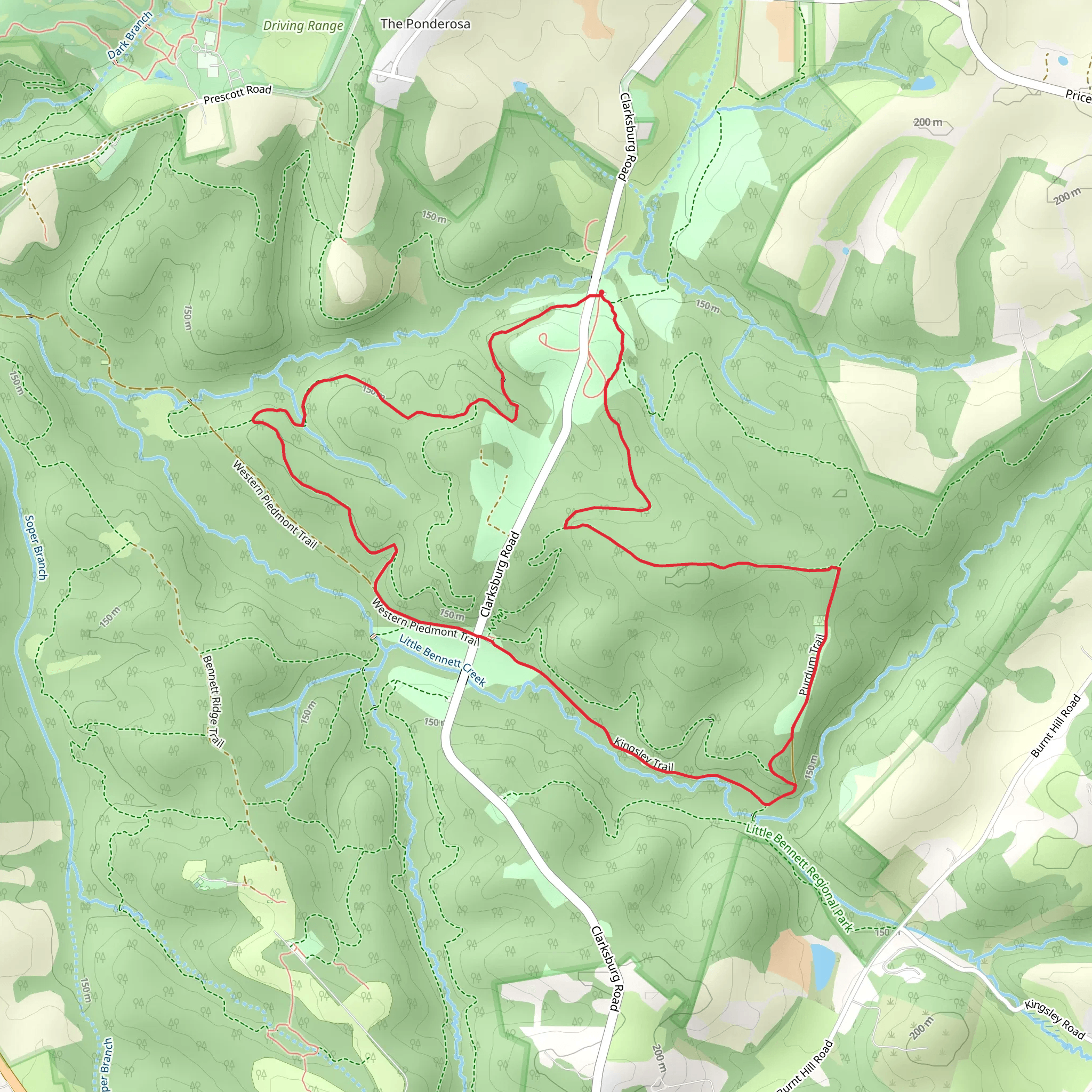 Pine Knob, Kingsley and Browning Run Loop Trail mobile static map