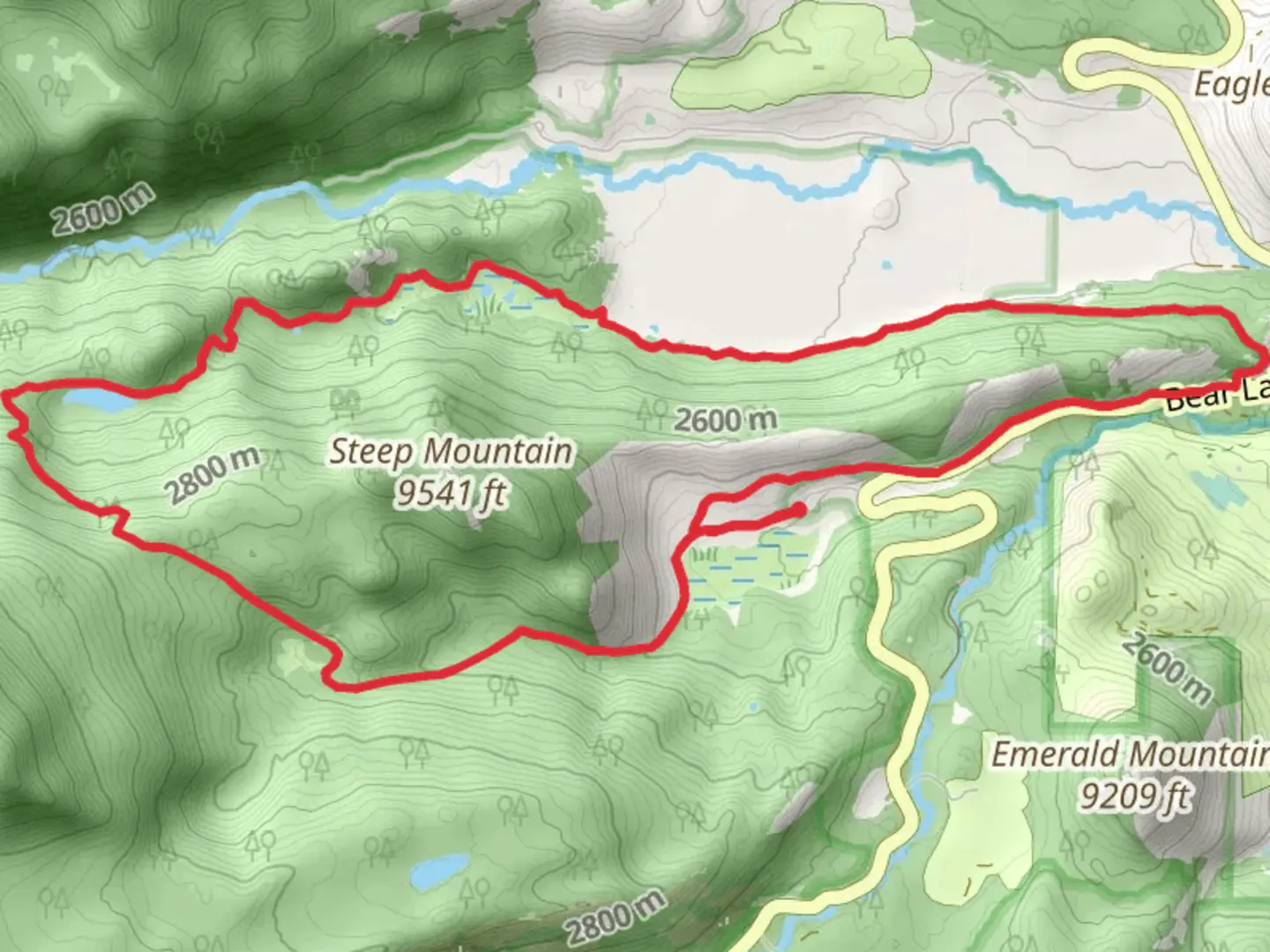 An image depicting the trail Steep Mountain Loop and its surrounding area.