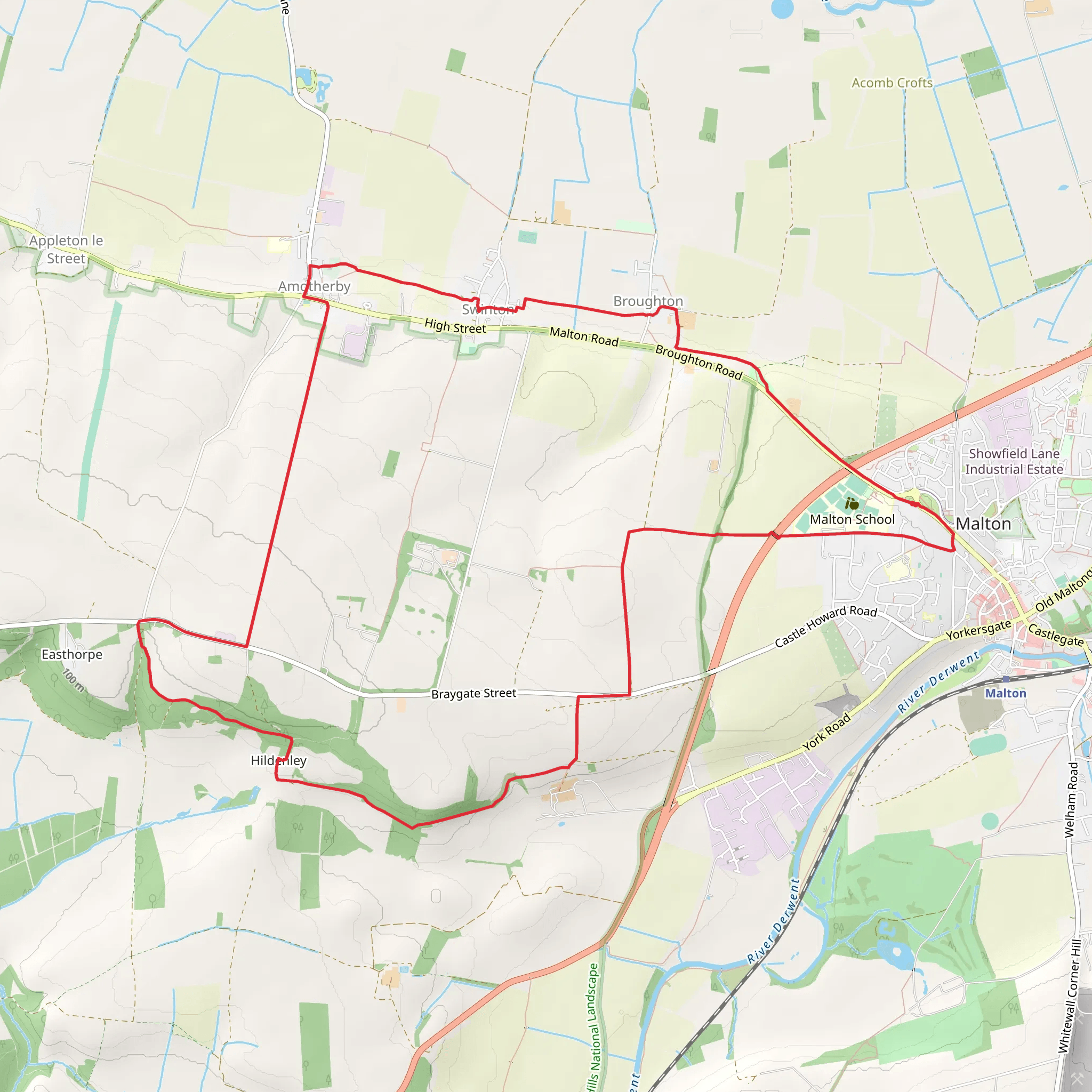 Hildenley Wood and Swinton Country Park Loop mobile static map