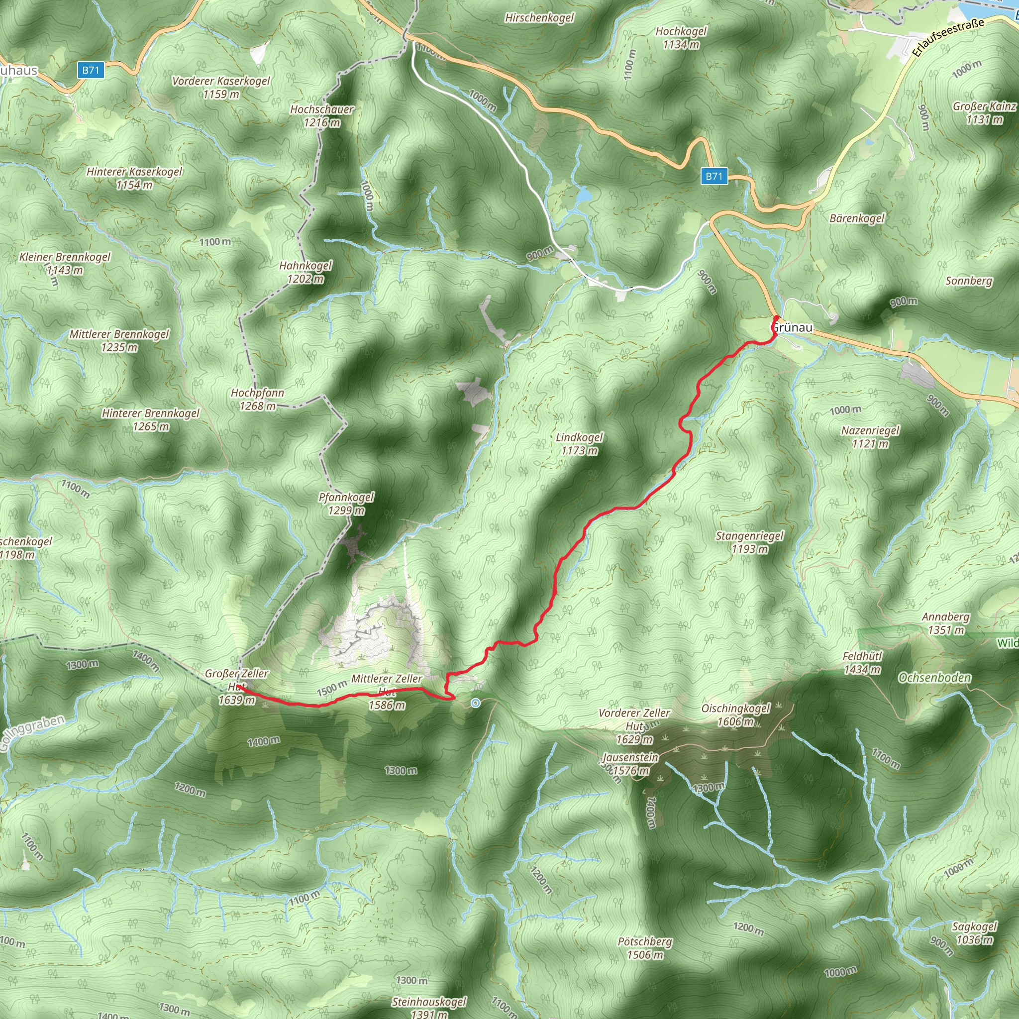 Great Zell Hut from Marienwasserfall mobile static map