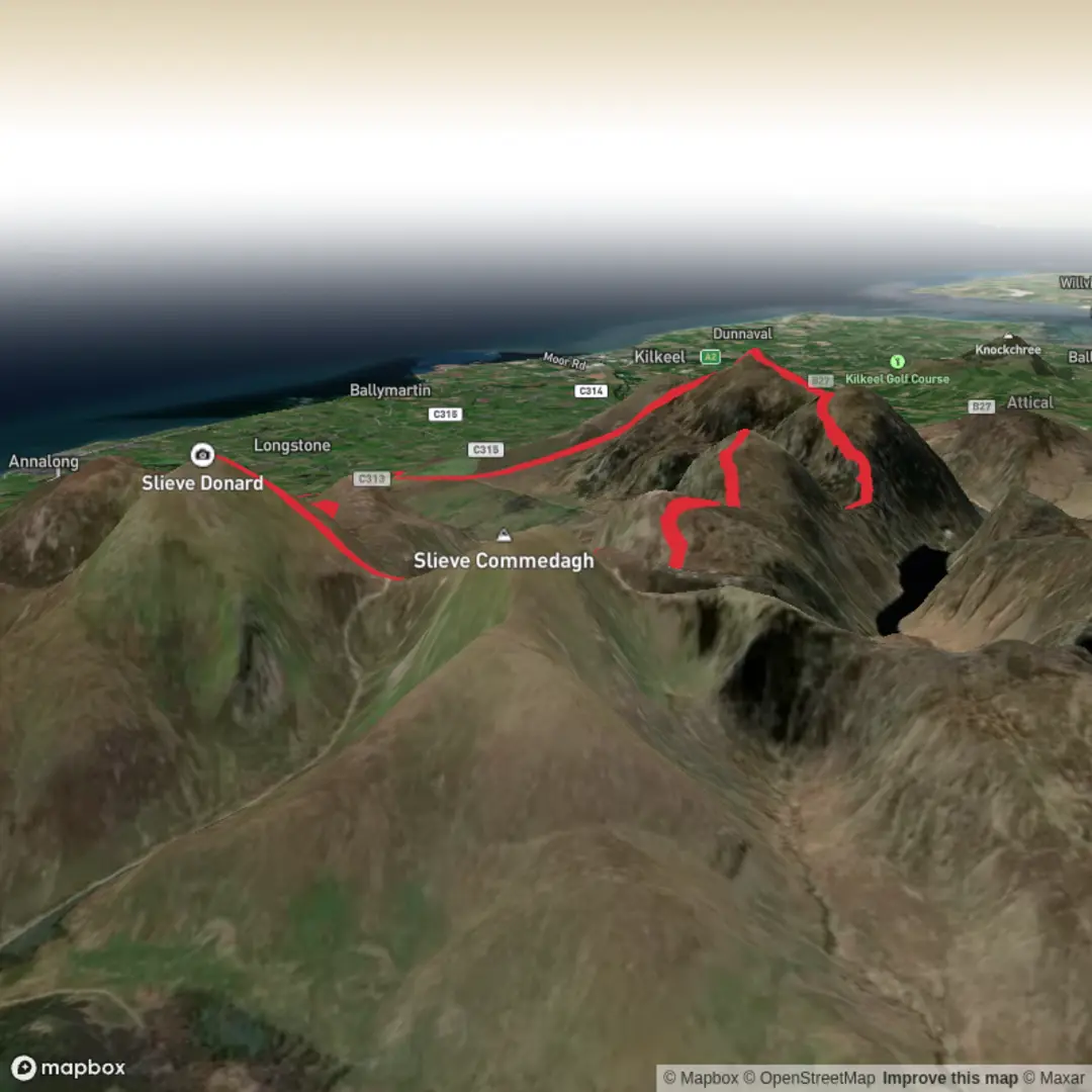 An image depicting the trail Mourne AONB and its surrounding area.