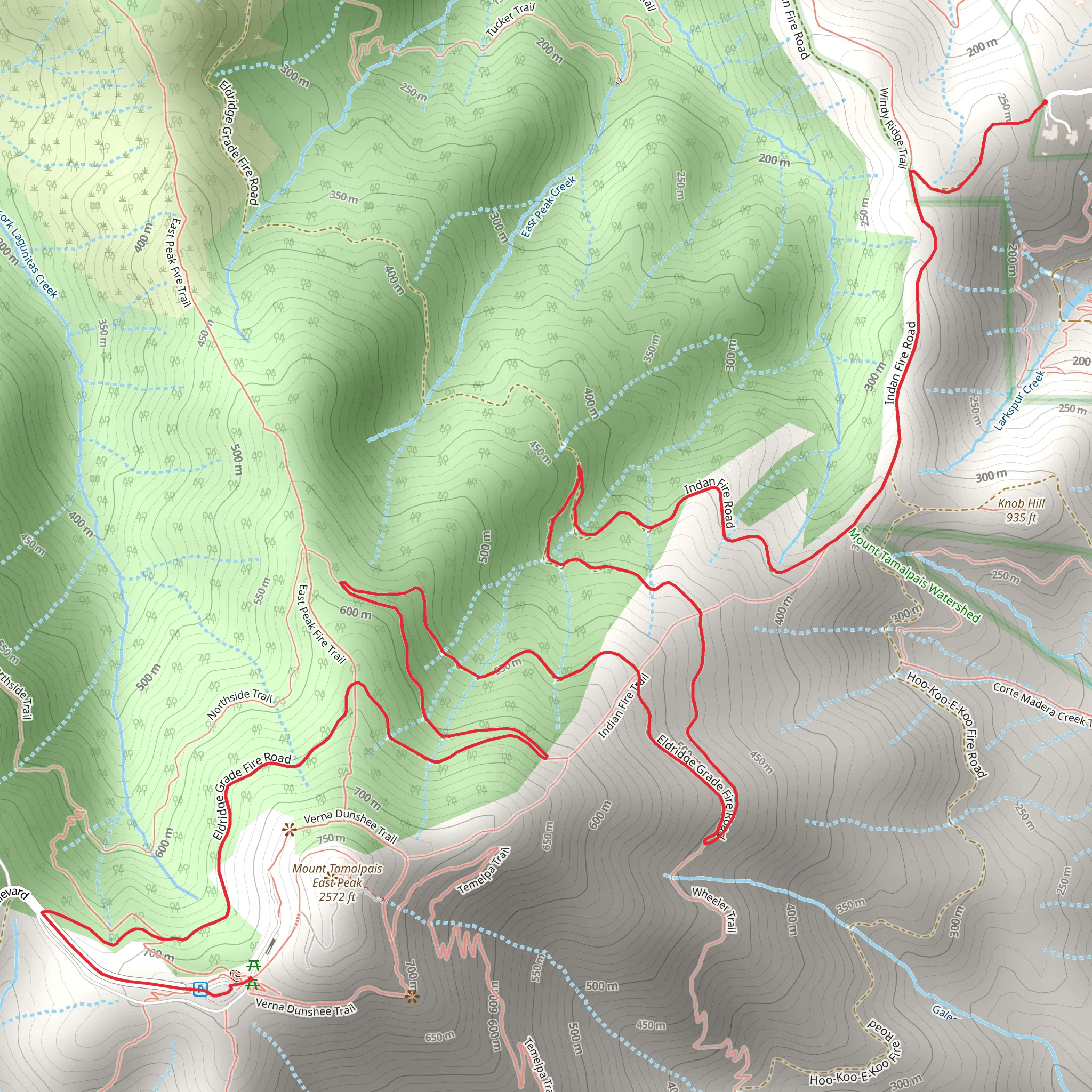 Plank Walk via Evergreen Fire Road mobile static map