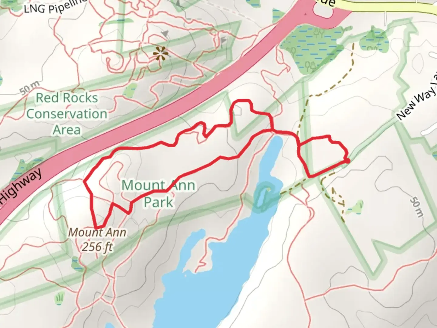 An image depicting the trail Mount Ann Park Loop Trail and its surrounding area.
