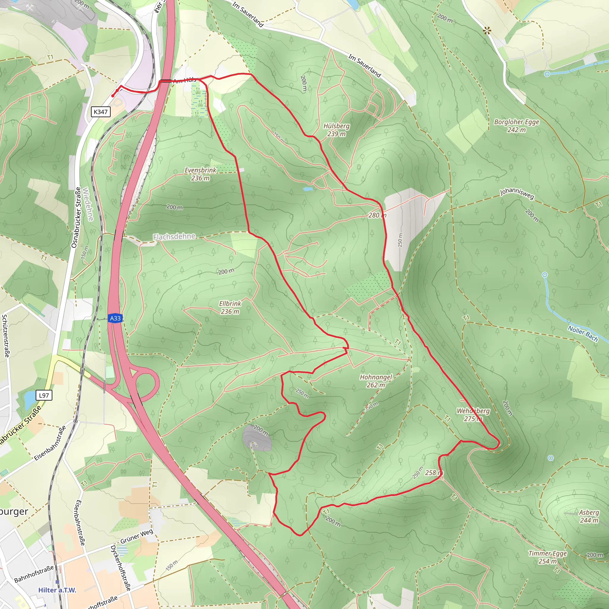 Hülsberg, Kalksteinklippen and Wendeberg Loop mobile static map
